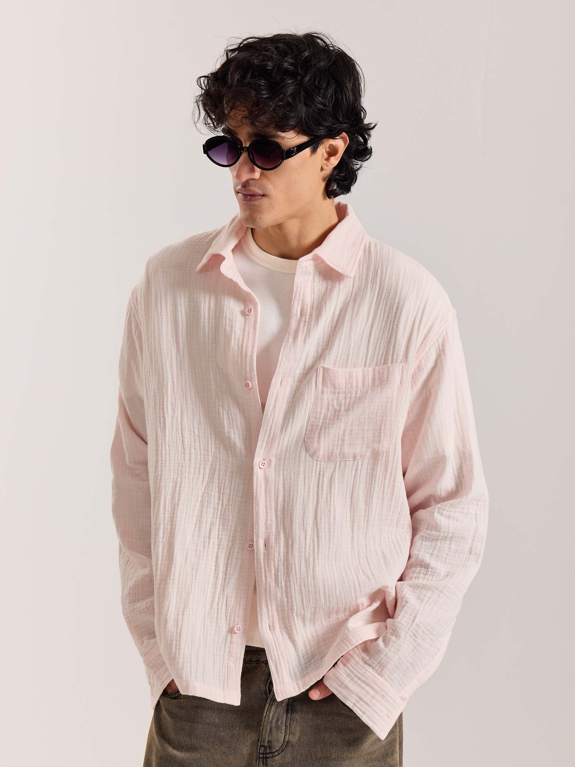 Baby Pink Gauze Holiday Shirt - Image 4