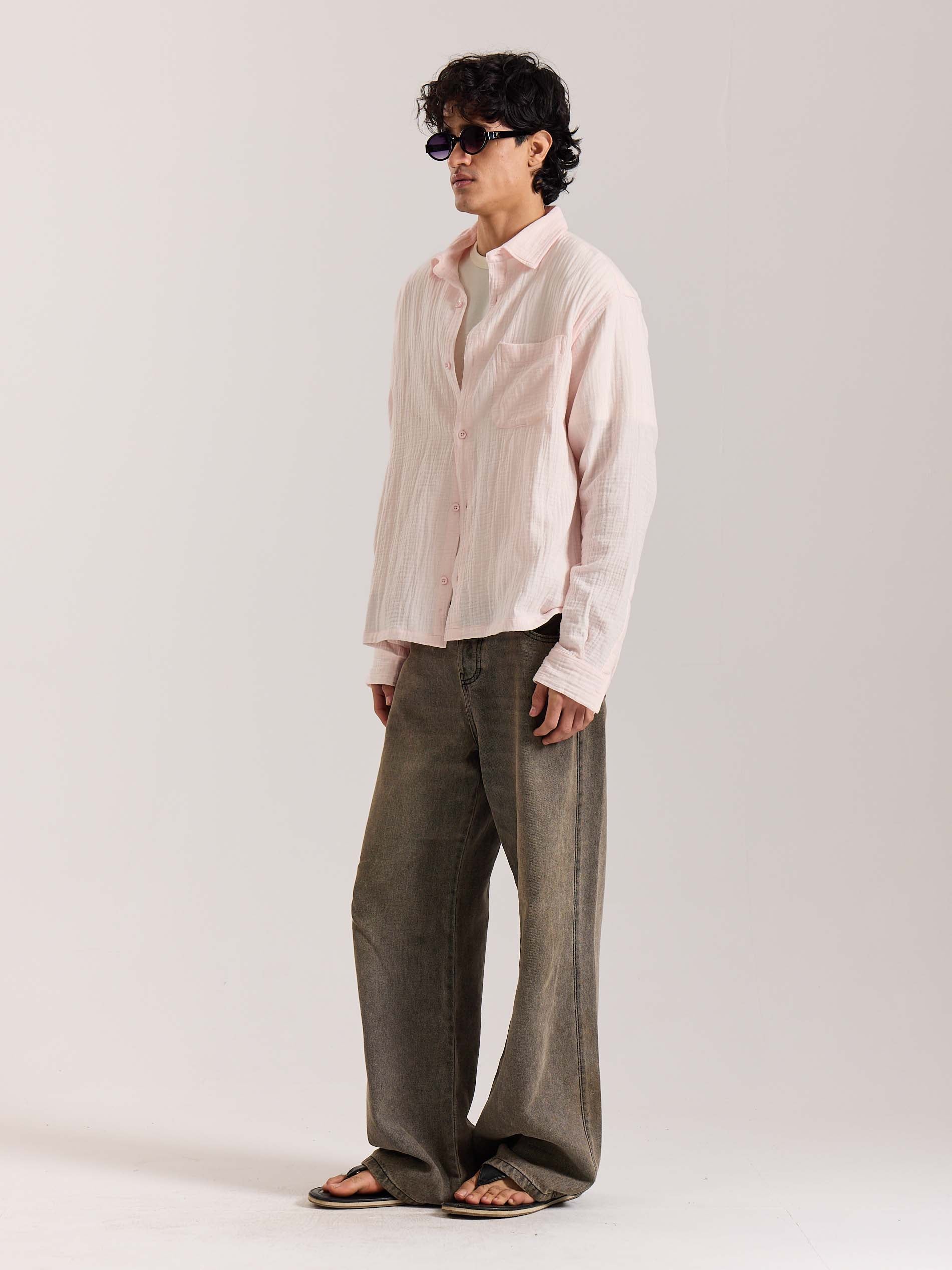 Baby Pink Gauze Holiday Shirt - Image 5