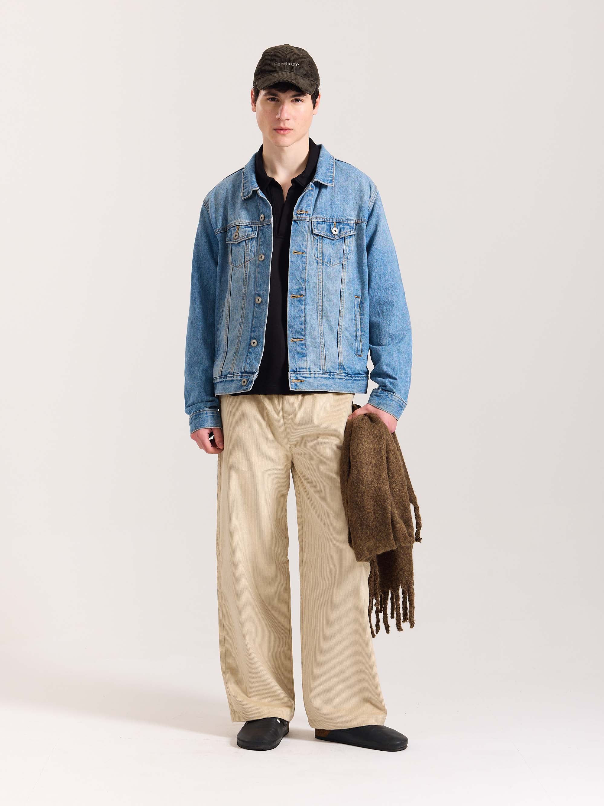 Beige Corduroy Pull-on Pants