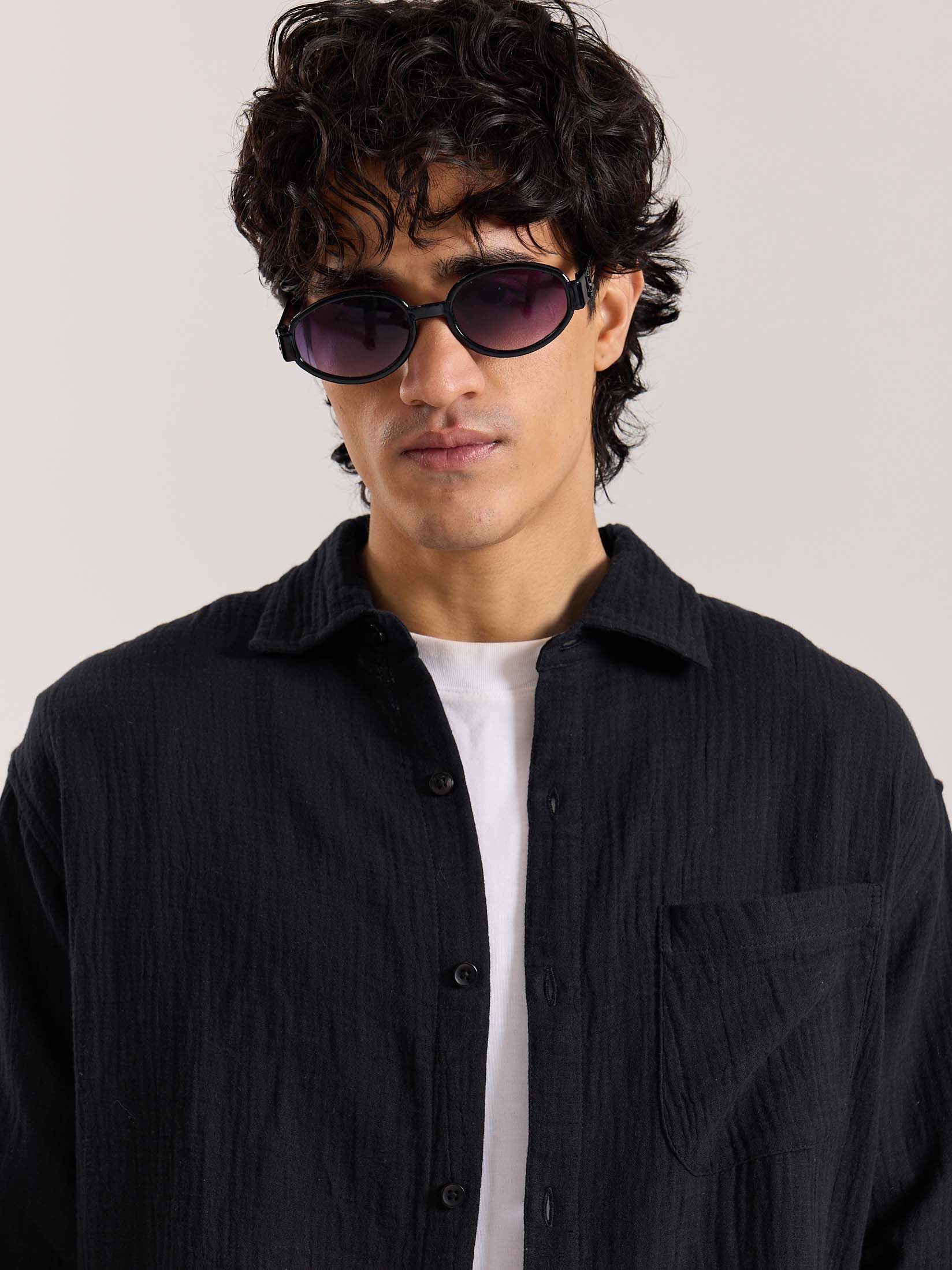 Black Gauze Holiday Shirt - Image 3