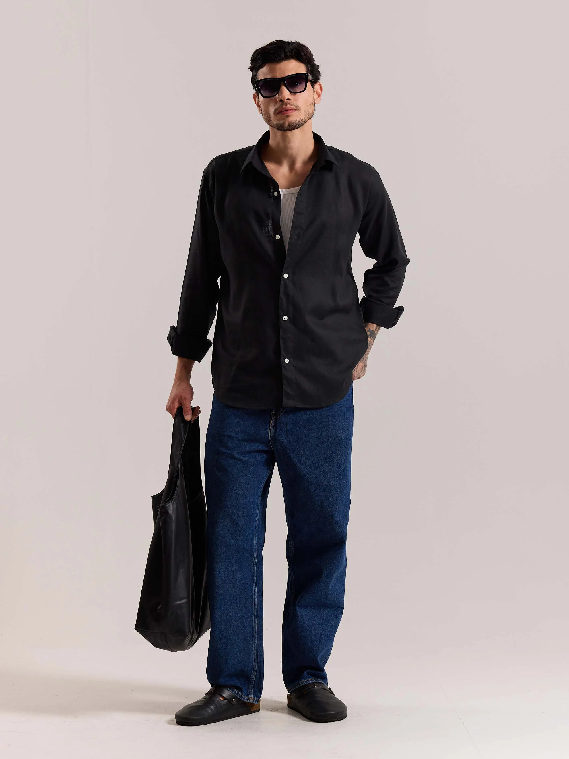 Black Linen-blend Shirt (Pre-Order)