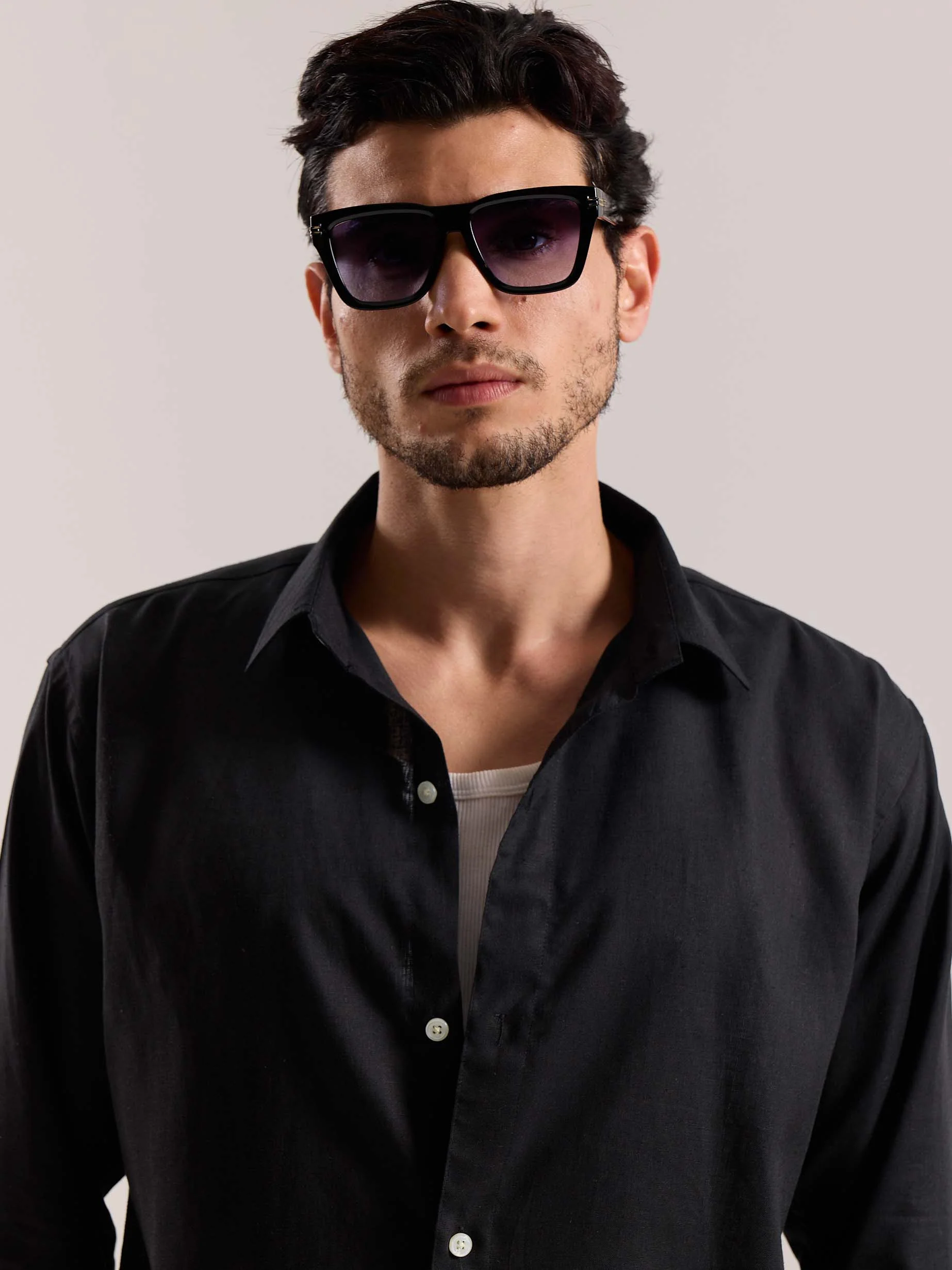 Black Linen-blend Shirt (Pre-Order) - Image 5