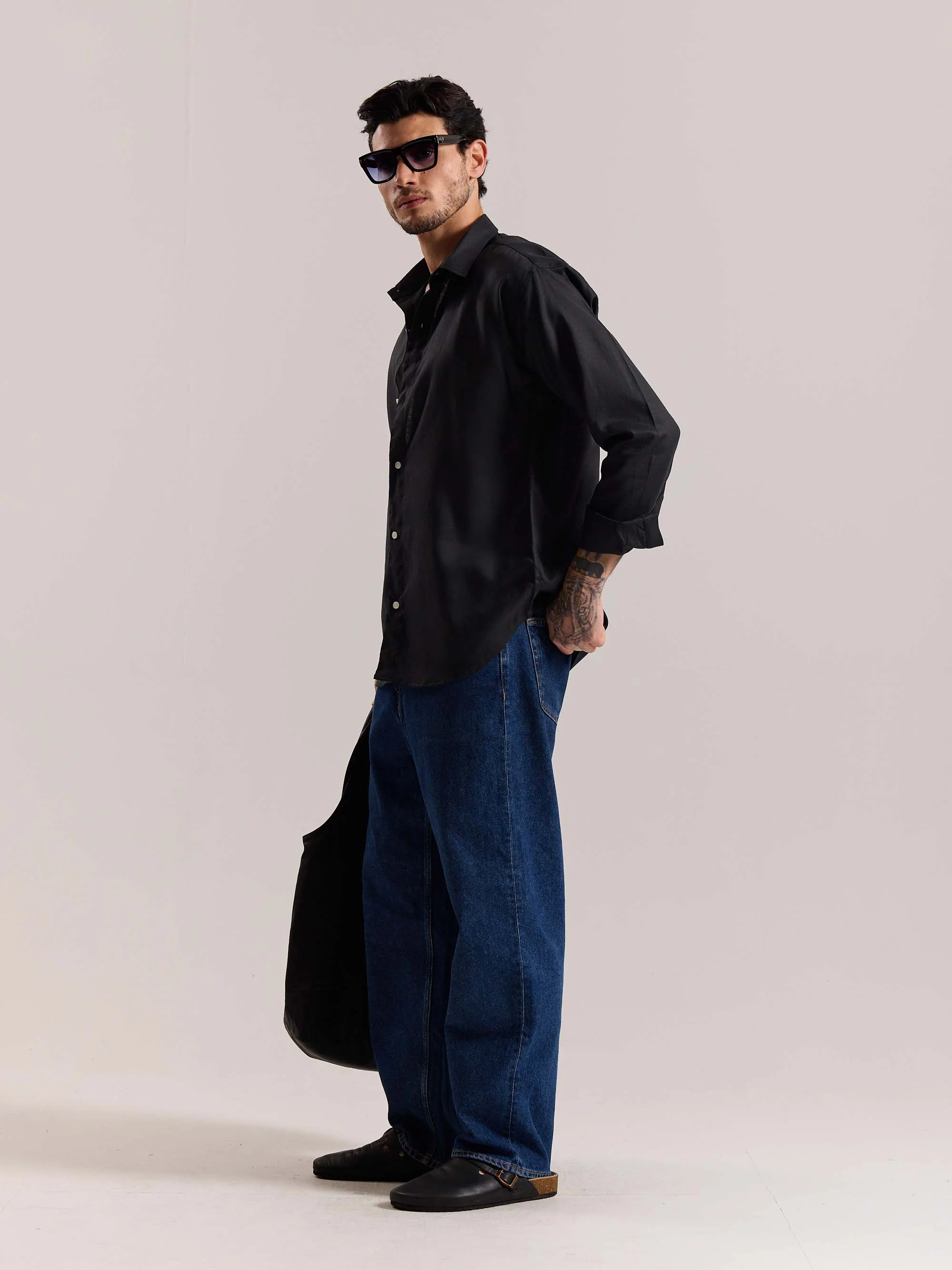 Black Linen-blend Shirt (Pre-Order) - Image 7