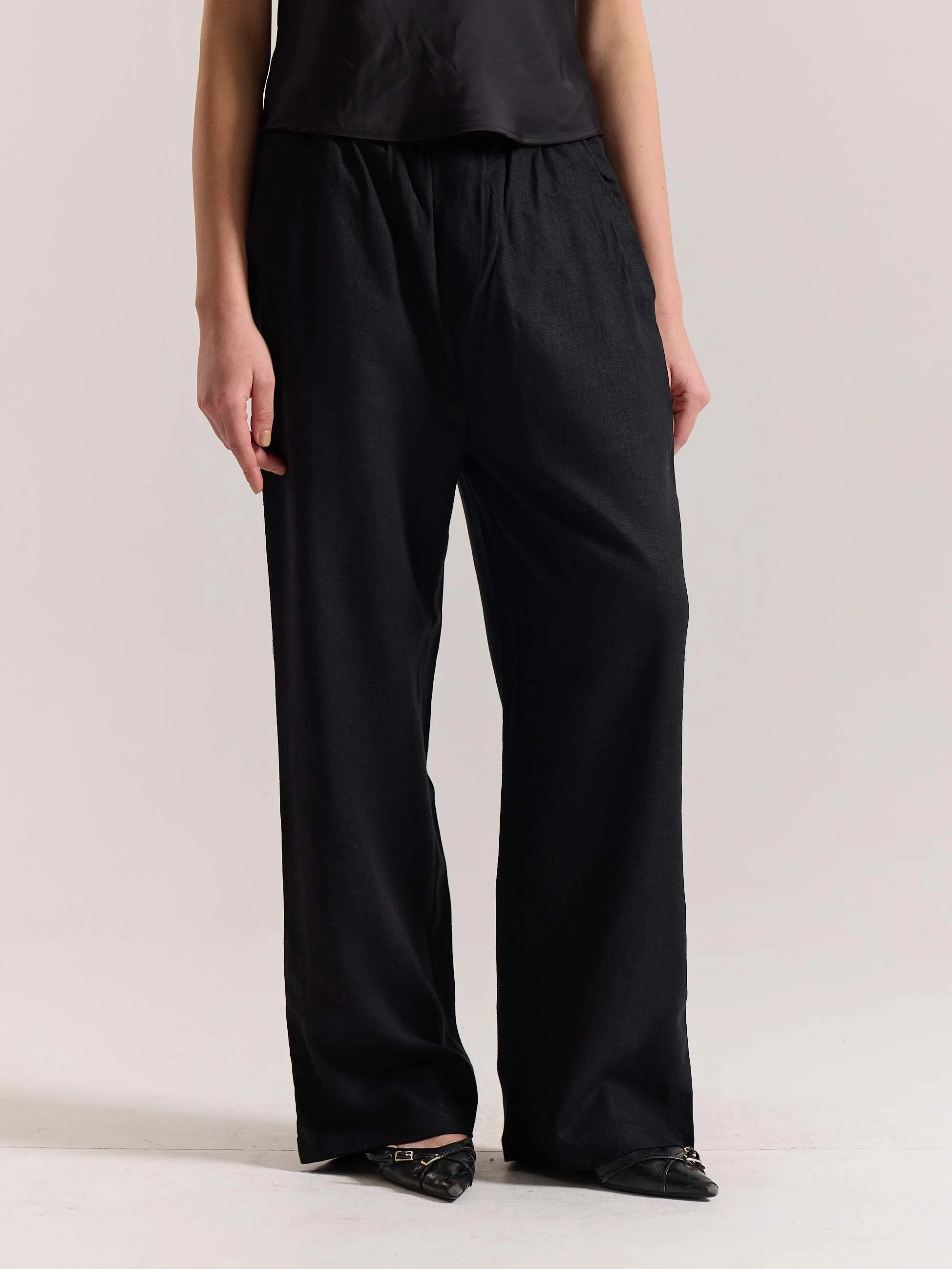 Black Linen Pull-on Pants - Image 4