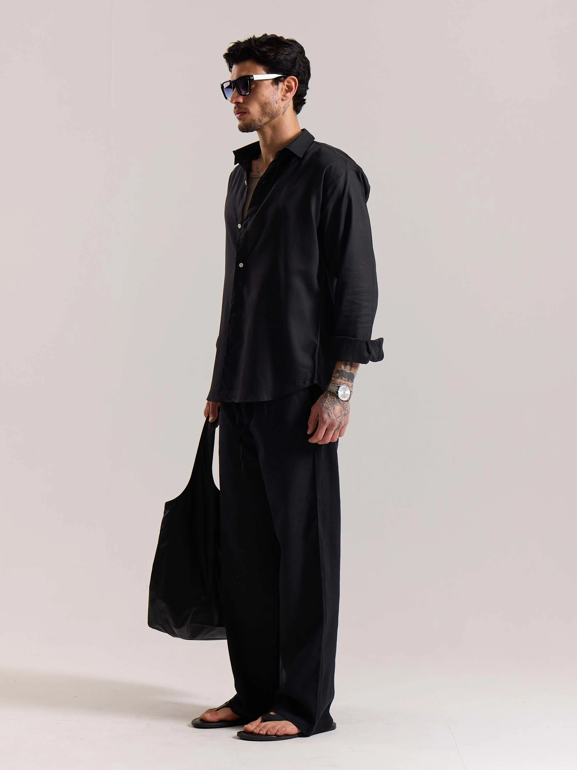 Black Linen Pull-on Pants - Image 6