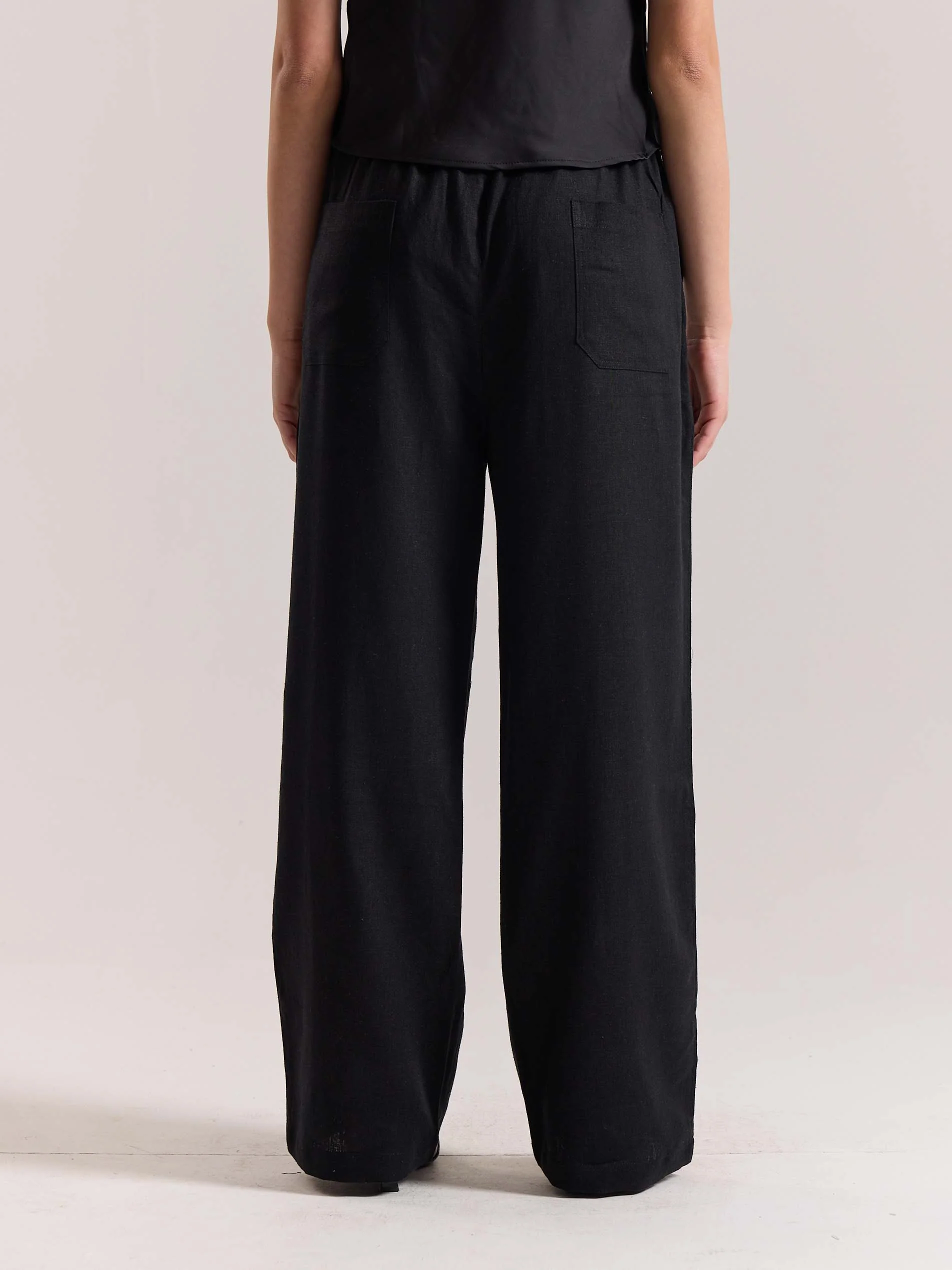 Black Linen Pull-on Pants - Image 8