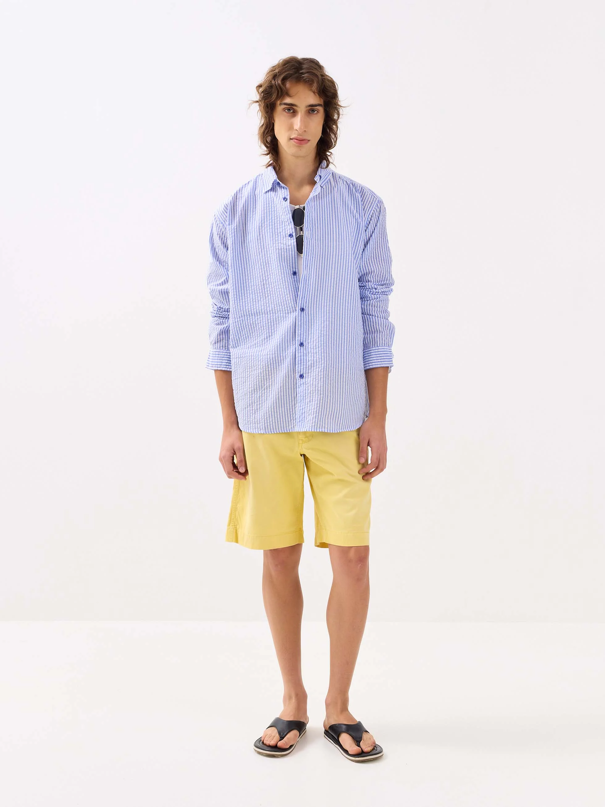 Blue Striped Seersucker Shirt