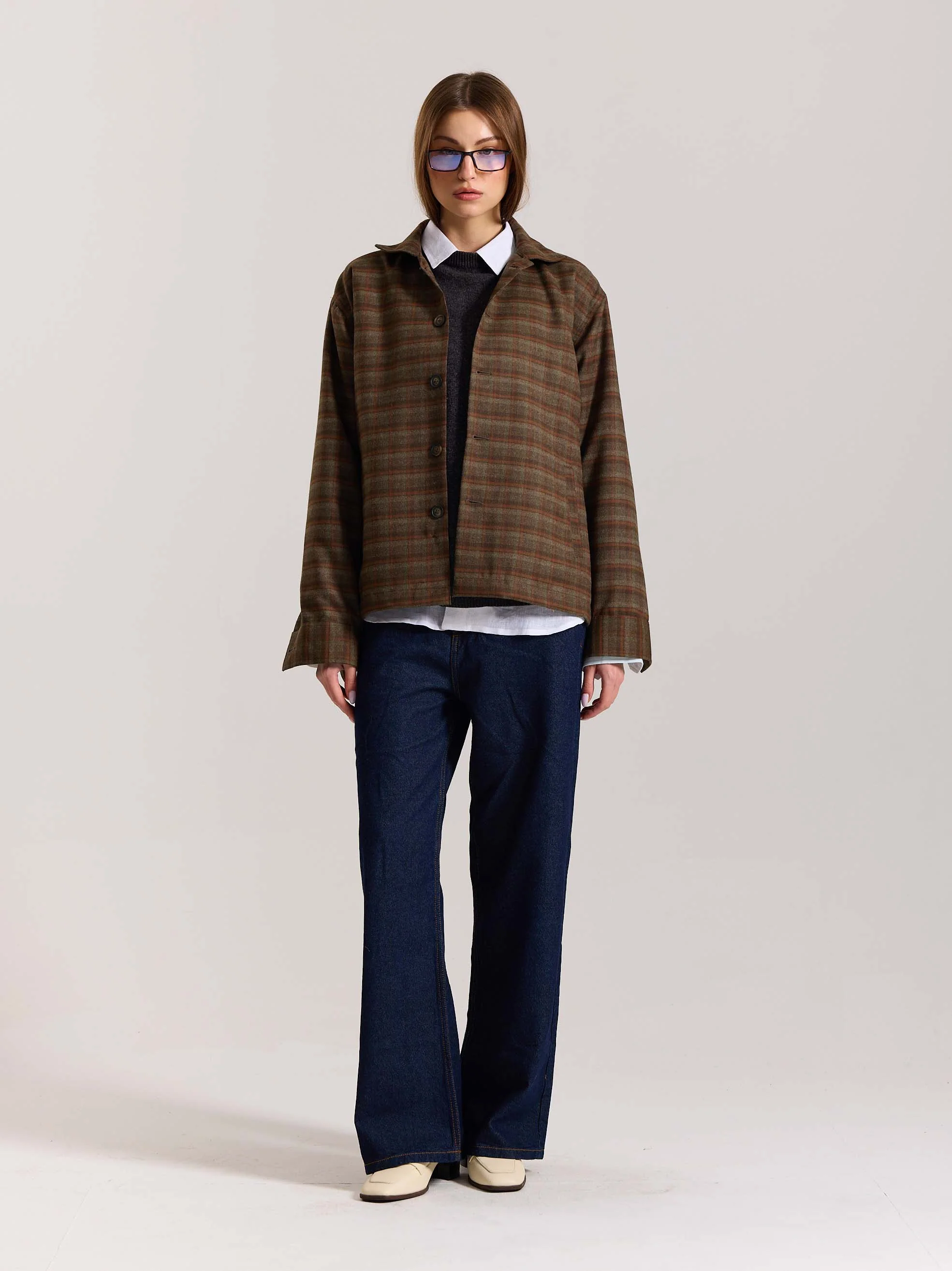 Brown Checkered Tweed Shacket - Image 2