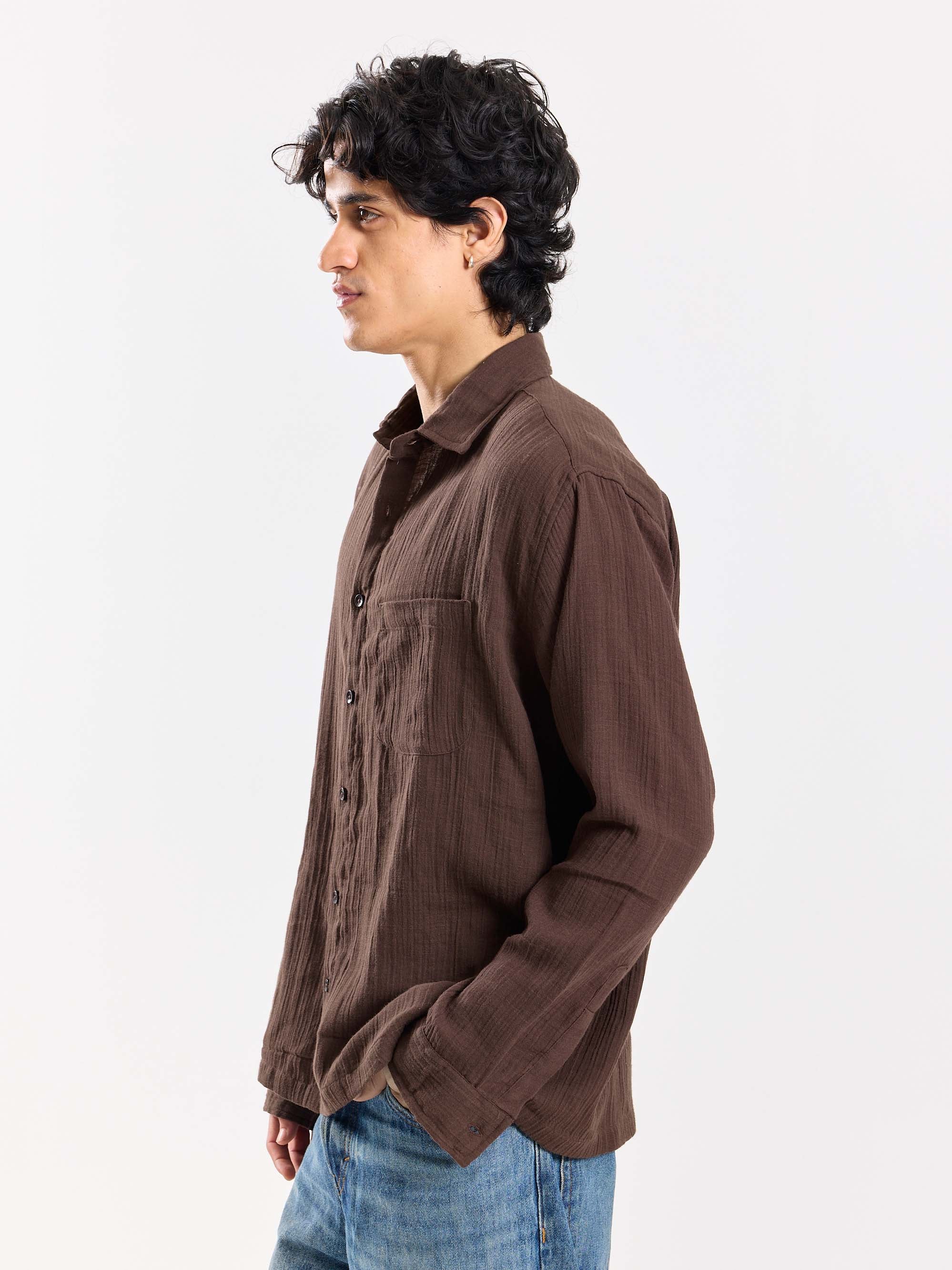 Brown Gauze Holiday Shirt - Image 5