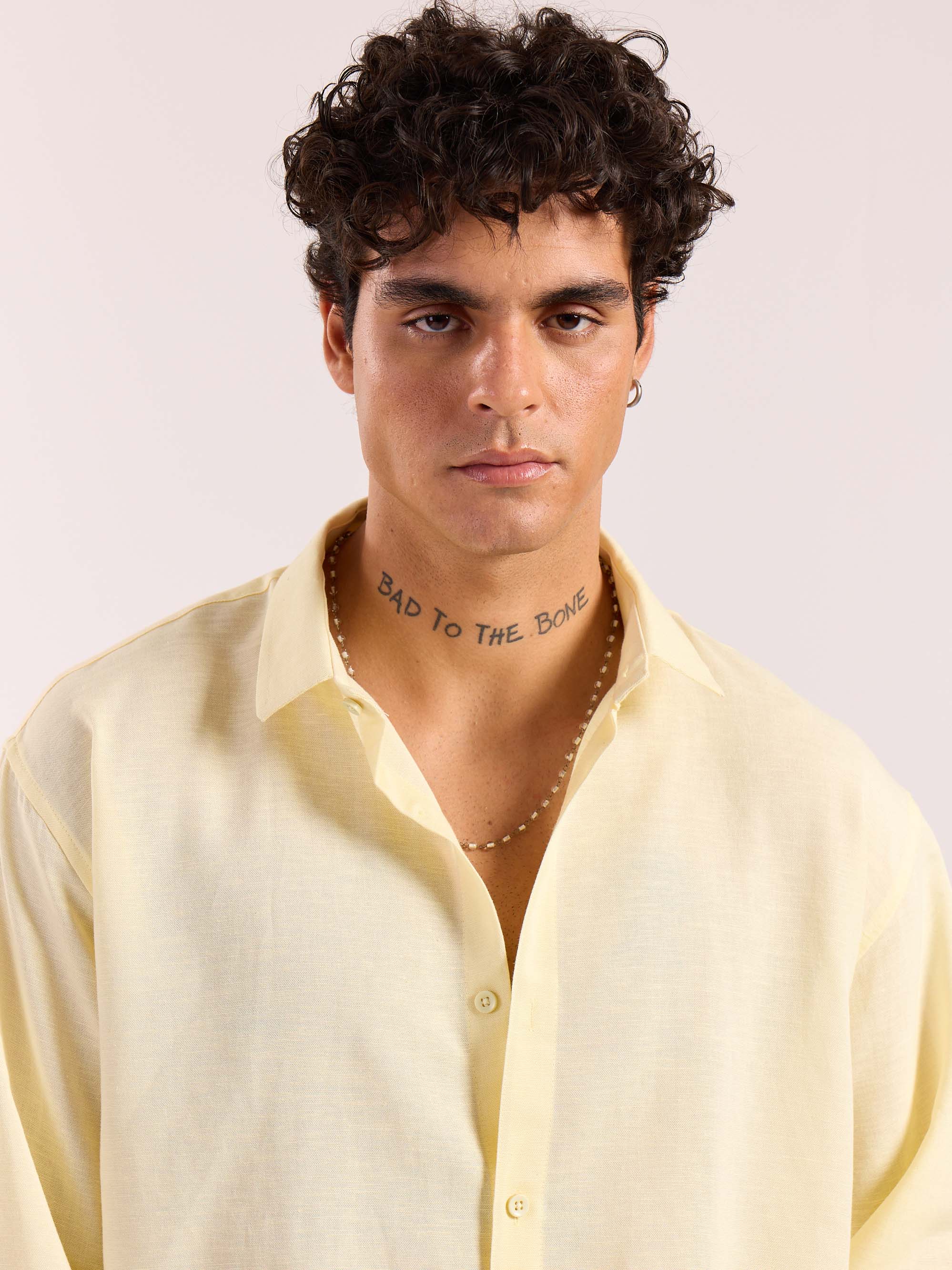 Butter Yellow Linen Cropped Shirt - Image 6