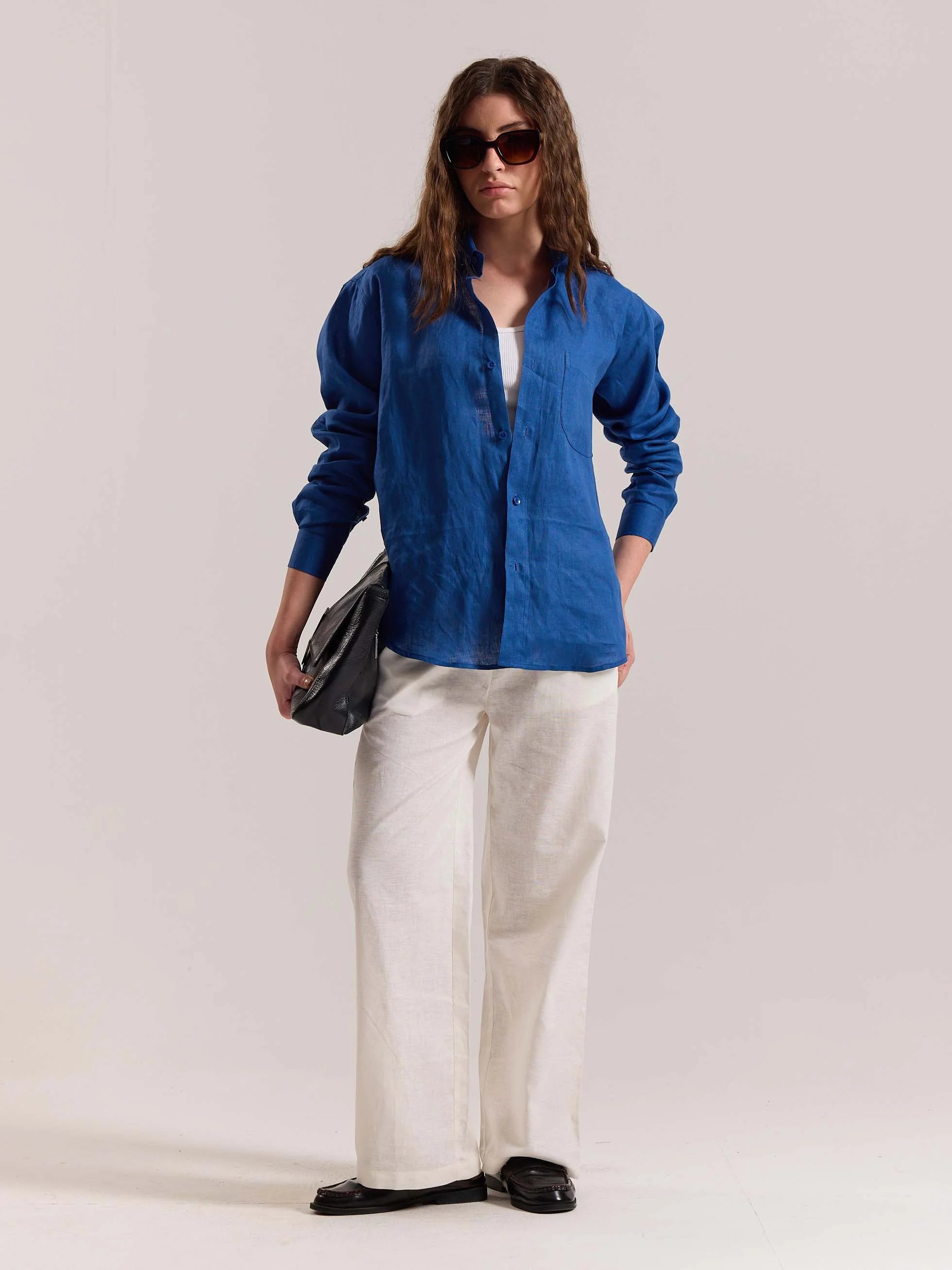Cobalt Blue Irish Linen Shirt - Image 2
