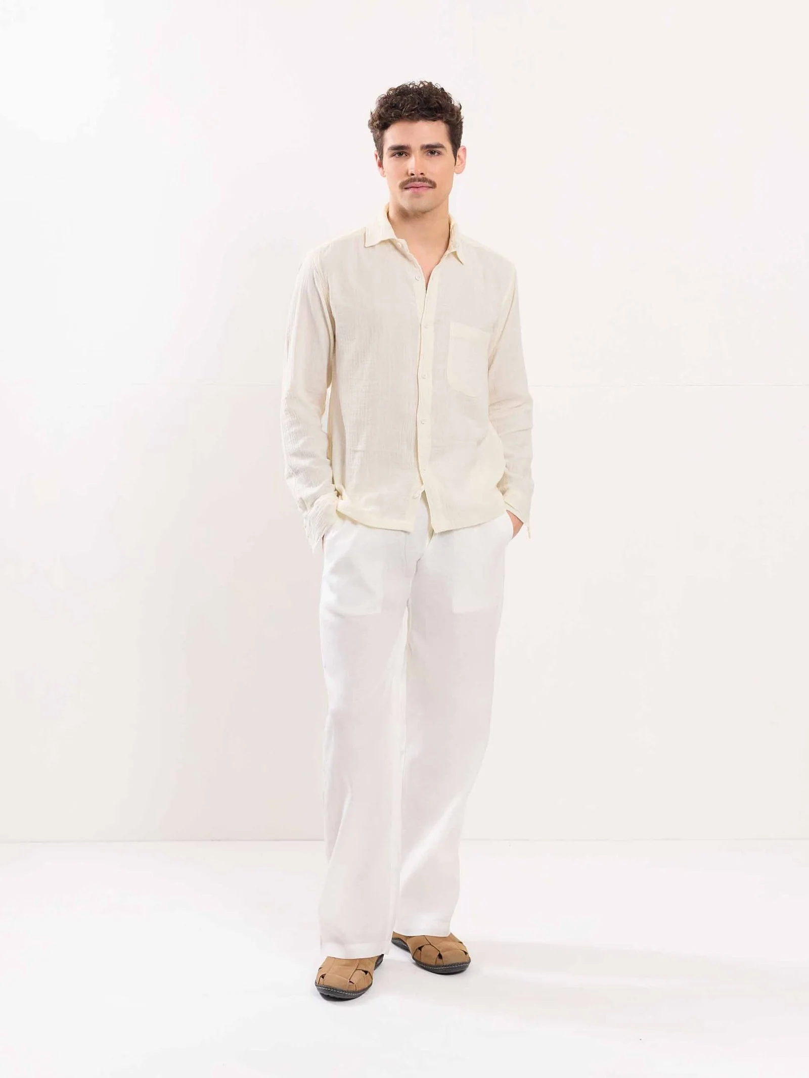 Cream Gauze Holiday Shirt - Image 2