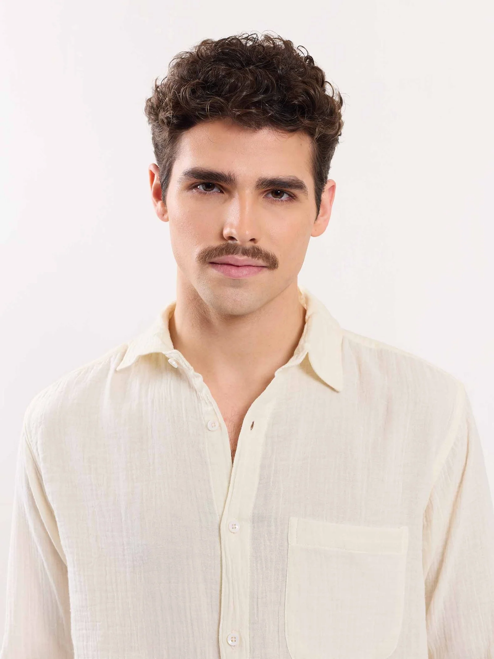 Cream Gauze Holiday Shirt - Image 3