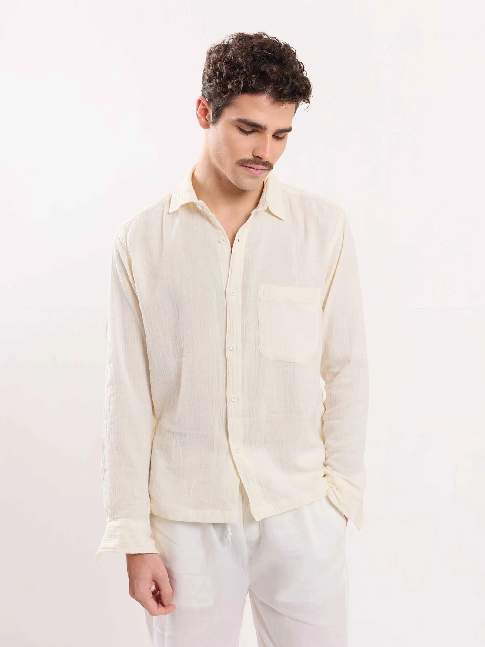 Cream Gauze Holiday Shirt - Image 5