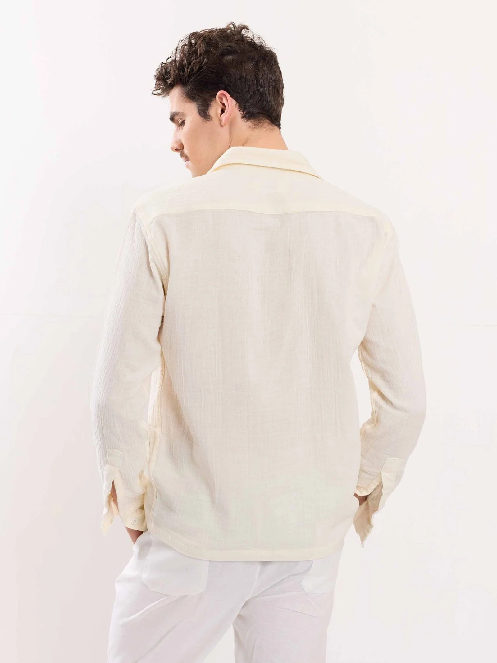 Cream Gauze Holiday Shirt - Image 6