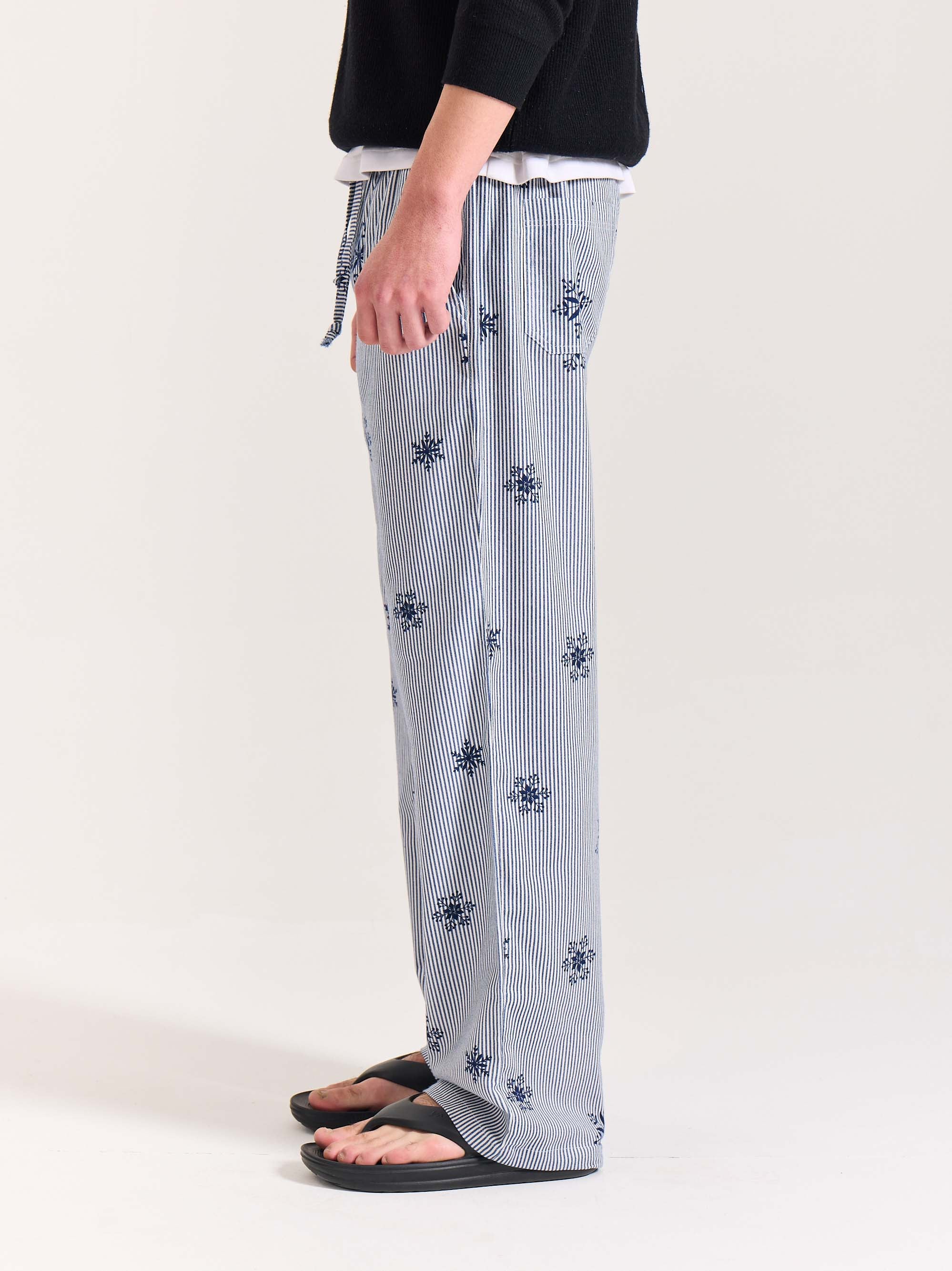 Dark Blue Striped Snowflake Pull-on Pants - Image 11