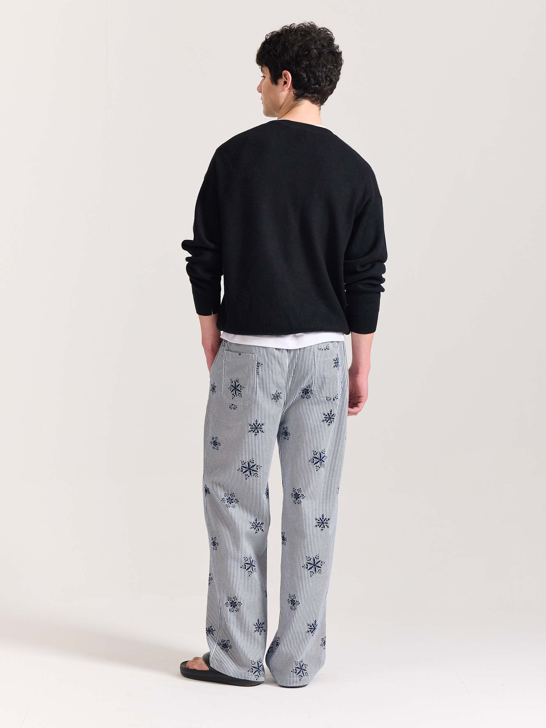 Dark Blue Striped Snowflake Pull-on Pants - Image 12