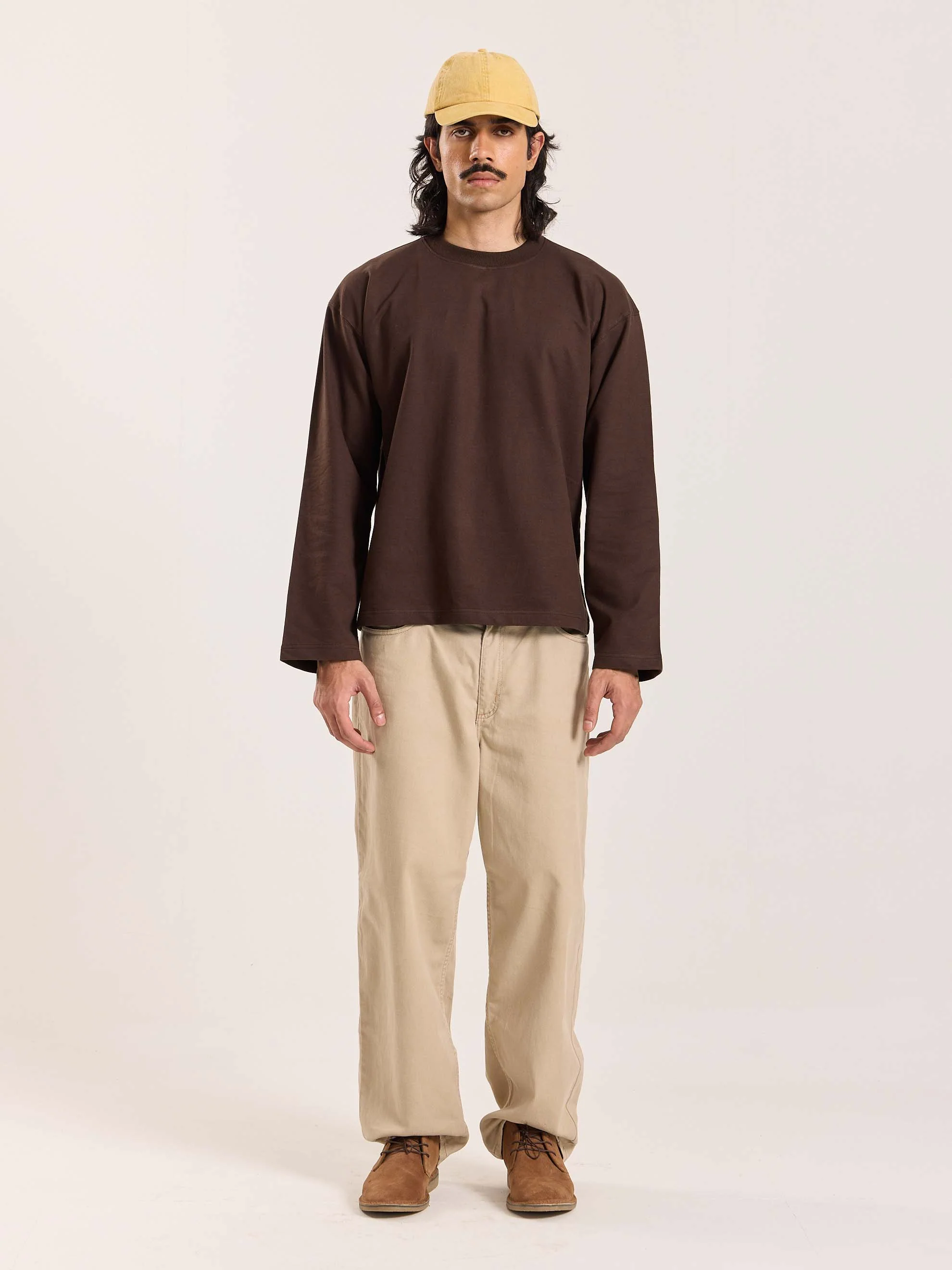 Dark Brown Loose Fit Cropped T-Shirt