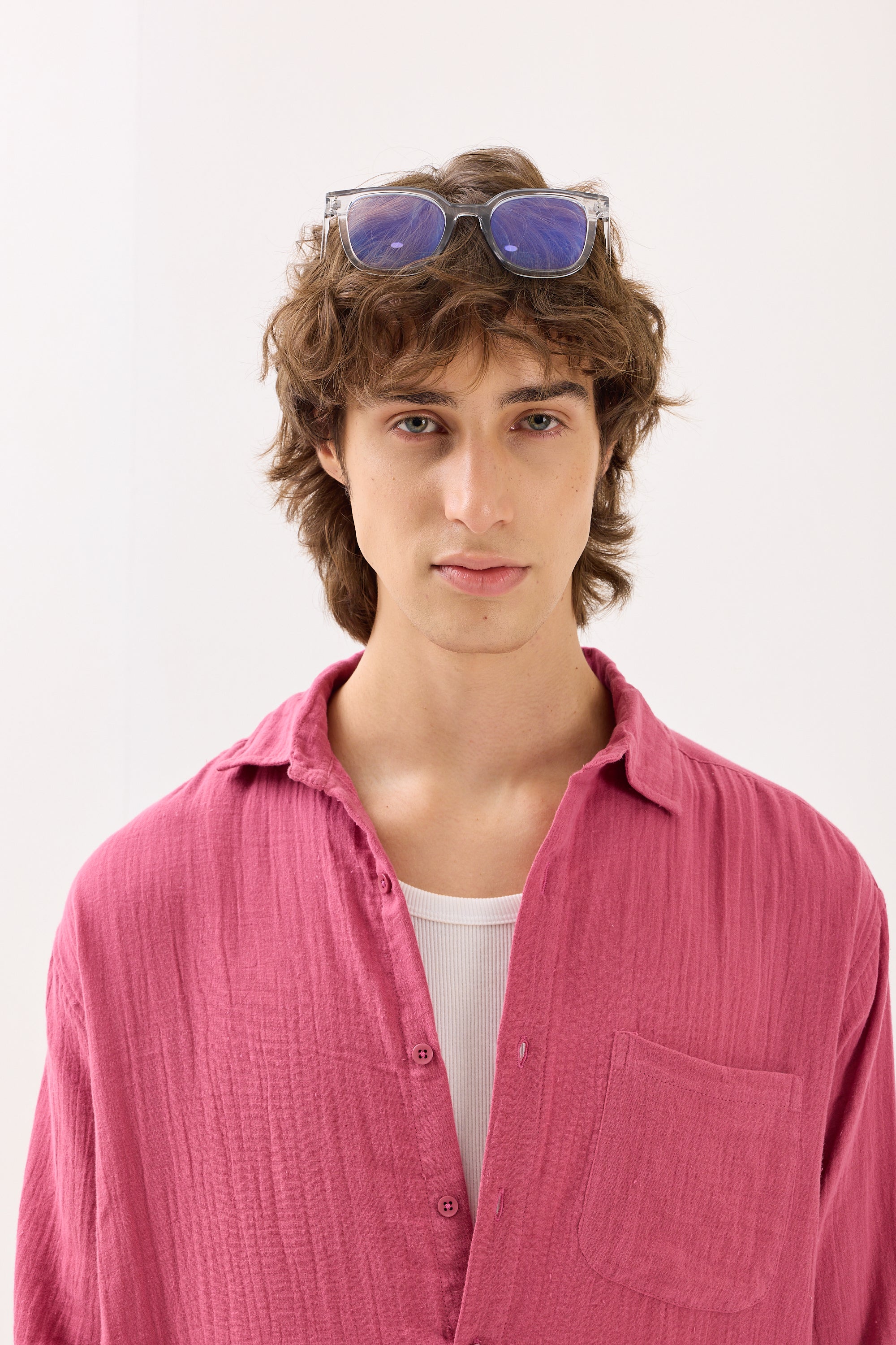 Dark Pink Gauze Holiday Shirt - Image 4