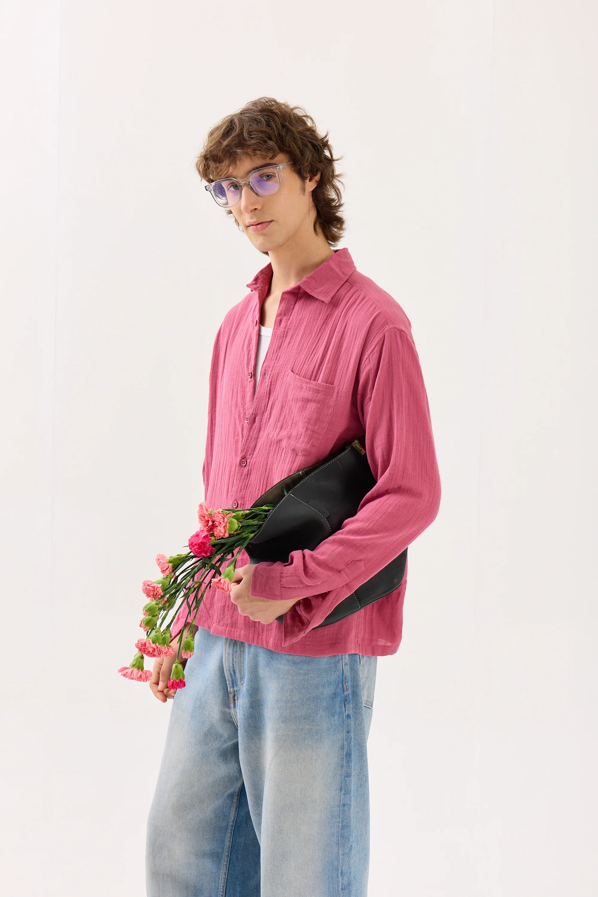 Dark Pink Gauze Holiday Shirt - Image 5