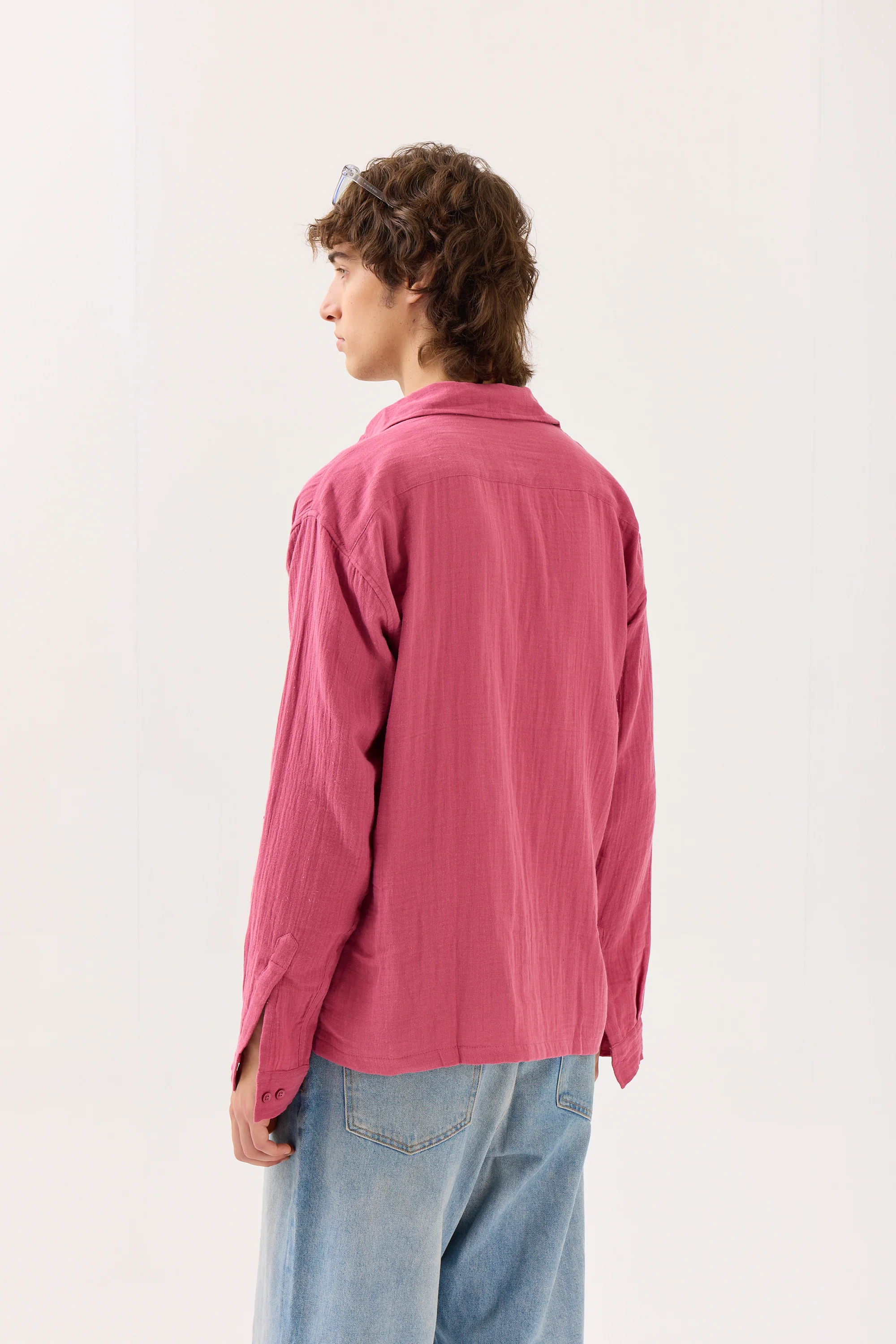 Dark Pink Gauze Holiday Shirt - Image 6