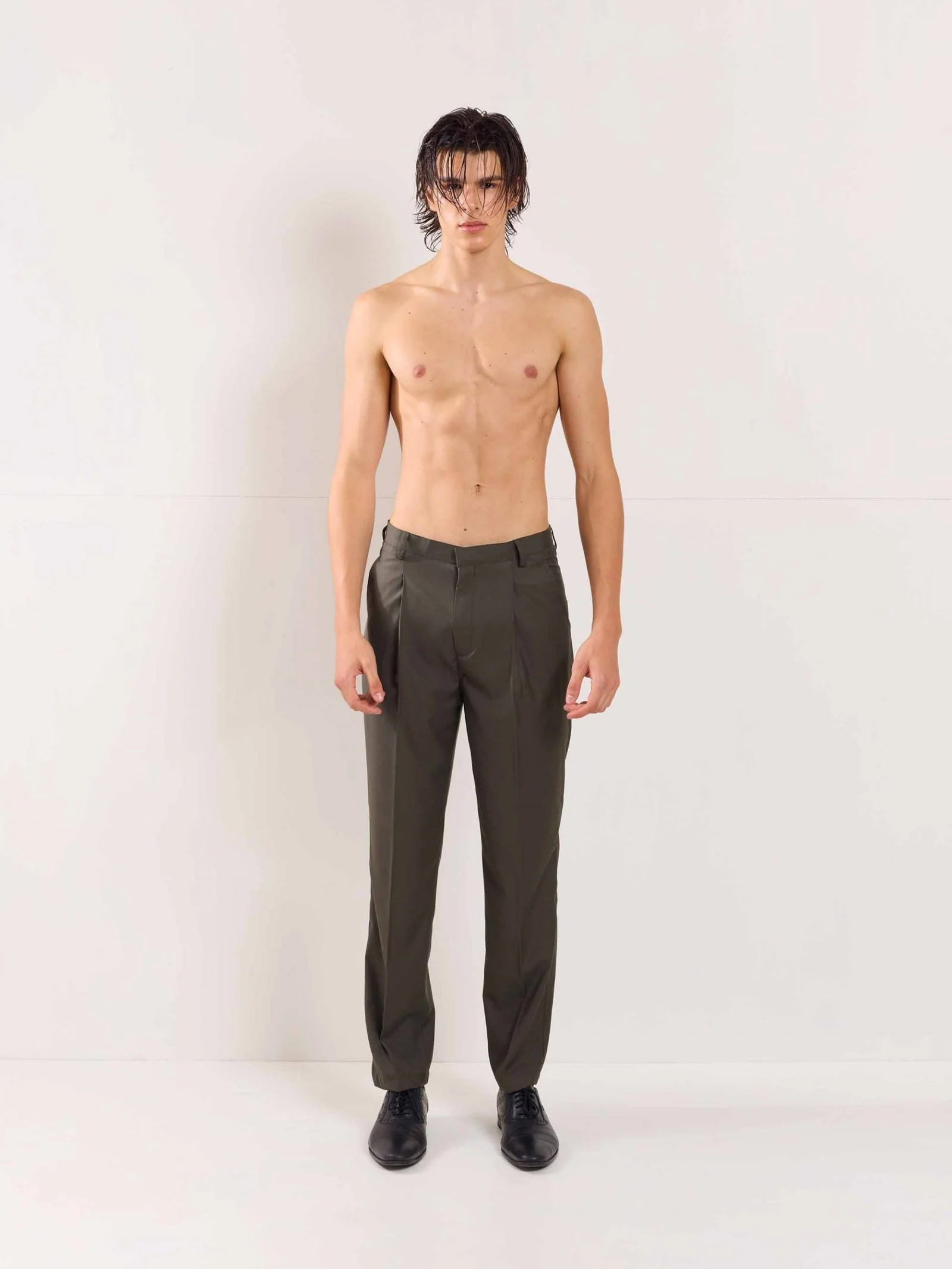 Dark Taupe Straight Fit Trousers