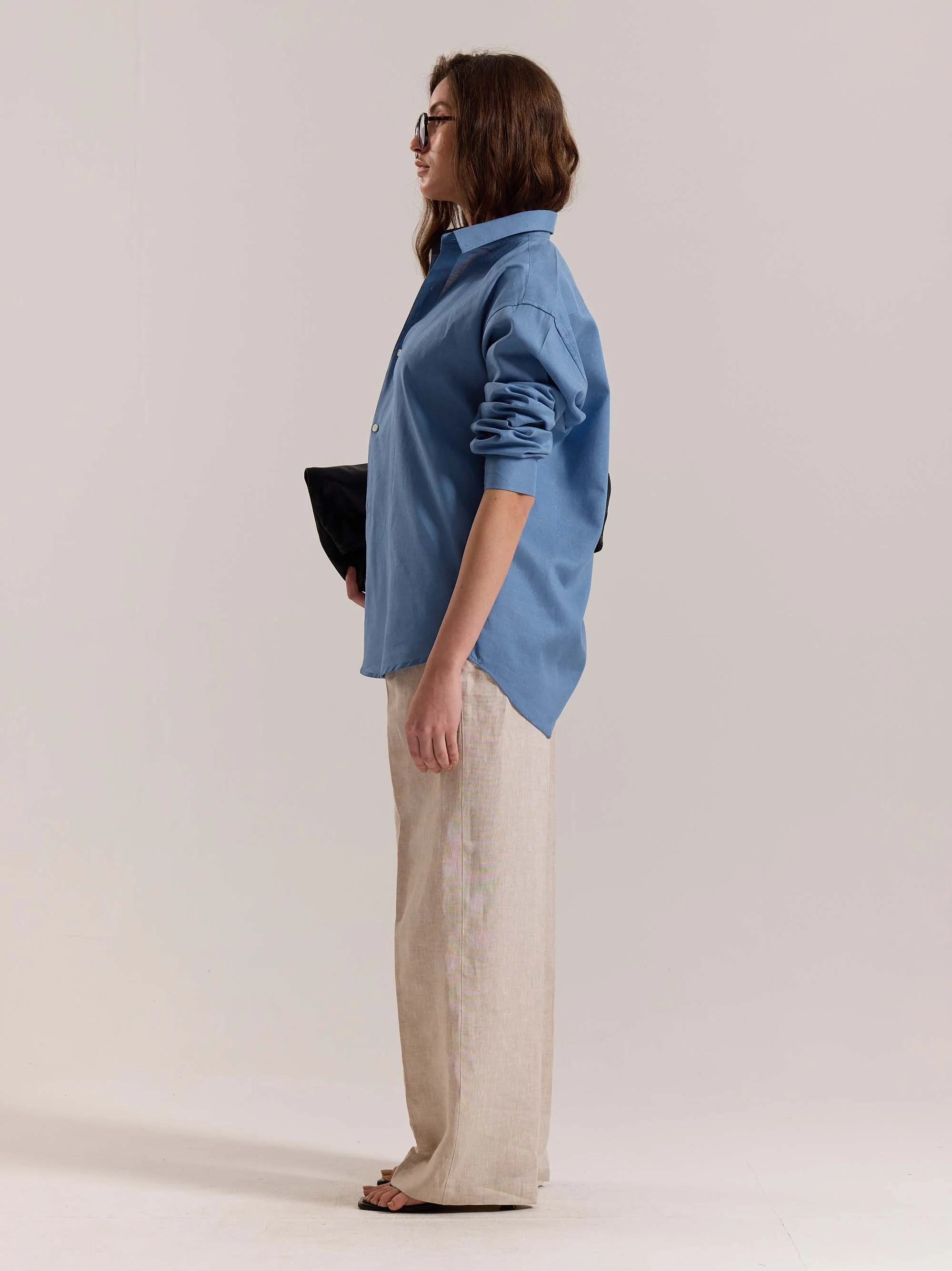 Dusty Blue Linen-blend Shirt (Pre-Order) - Image 7