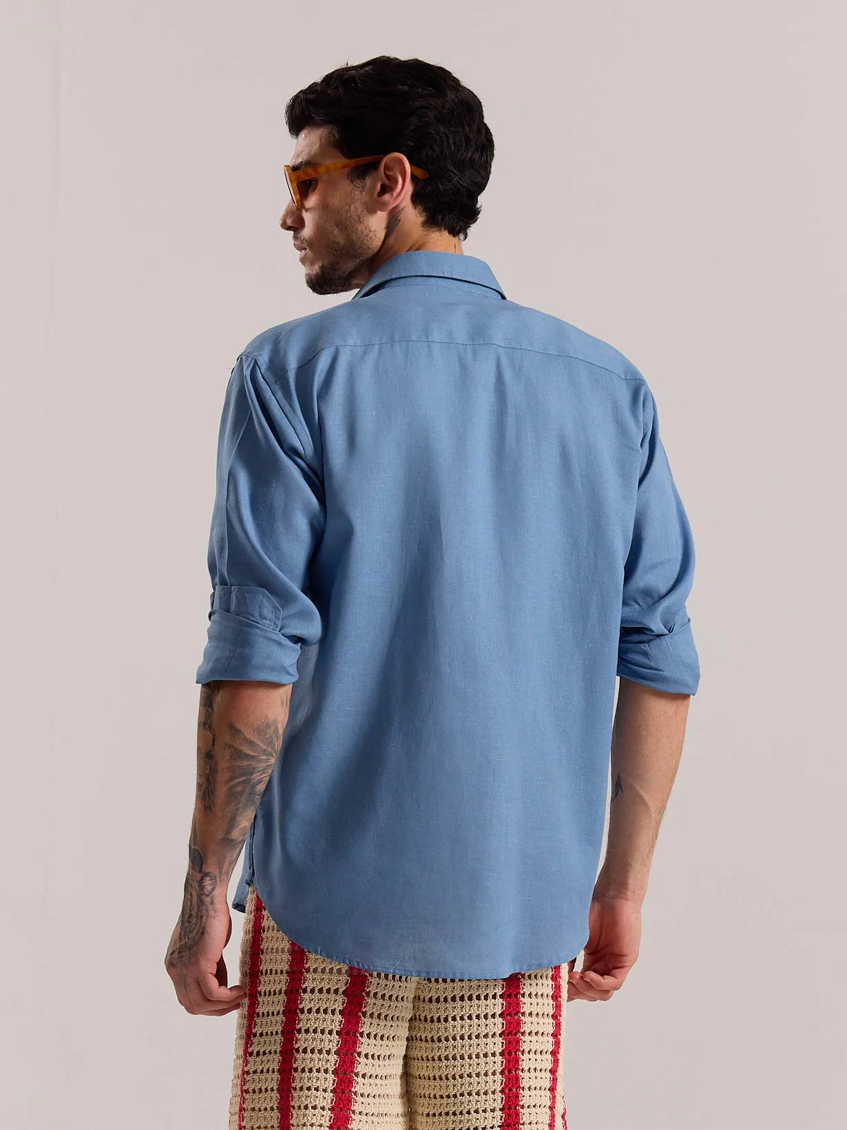 Dusty Blue Linen-blend Shirt (Pre-Order) - Image 8