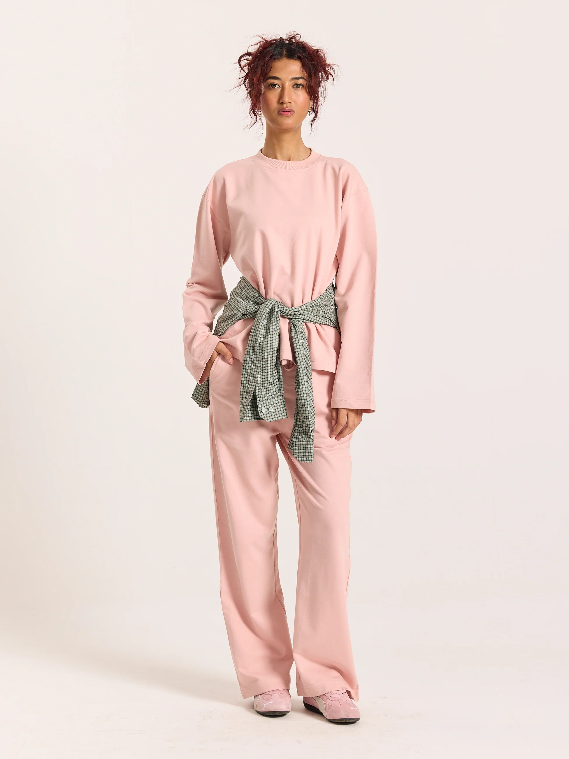 Dusty Pink Loose Fit Cropped T-Shirt - Image 2