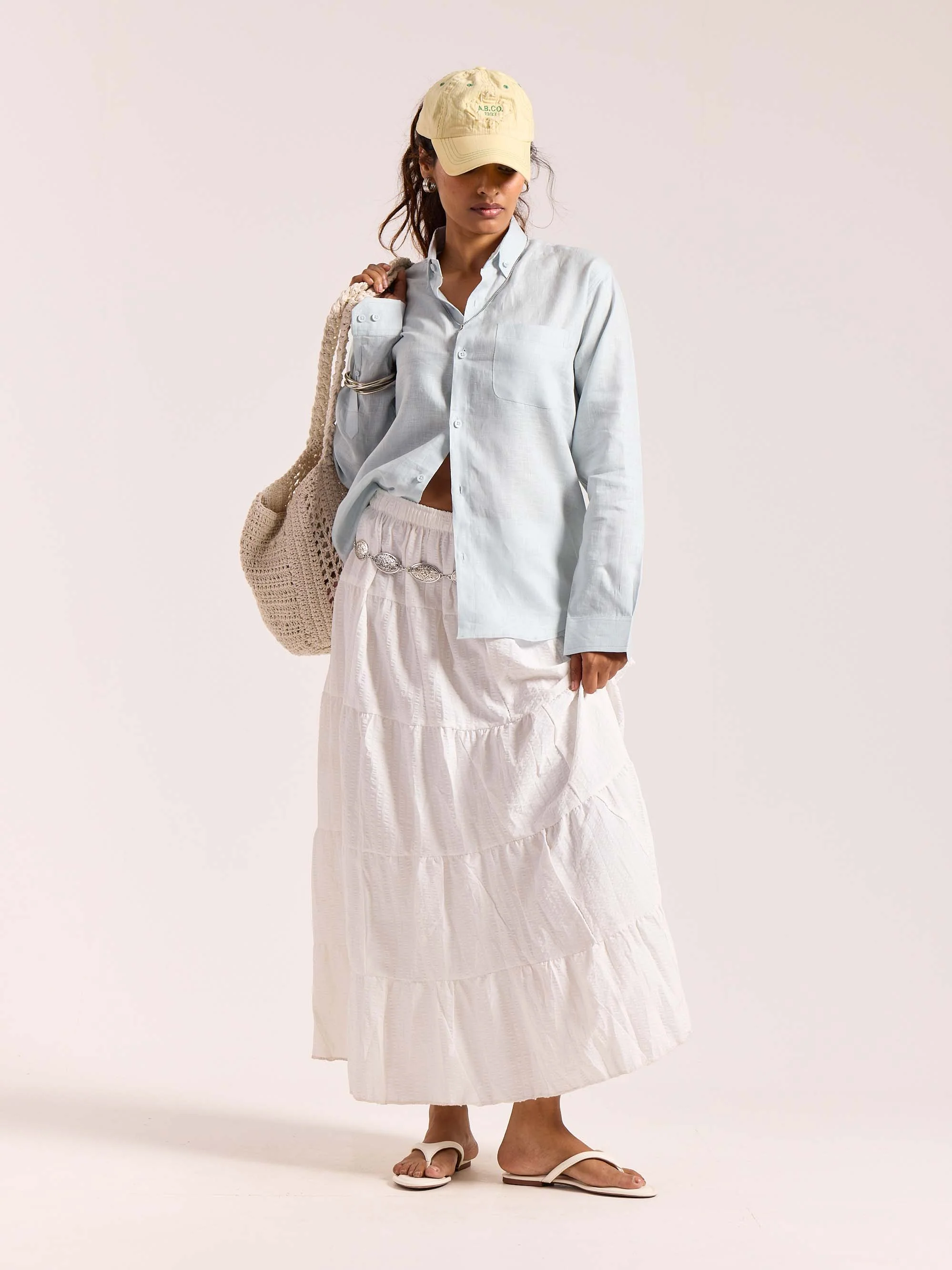 Ice Blue 60s Lea Linen Shirt - Image 2