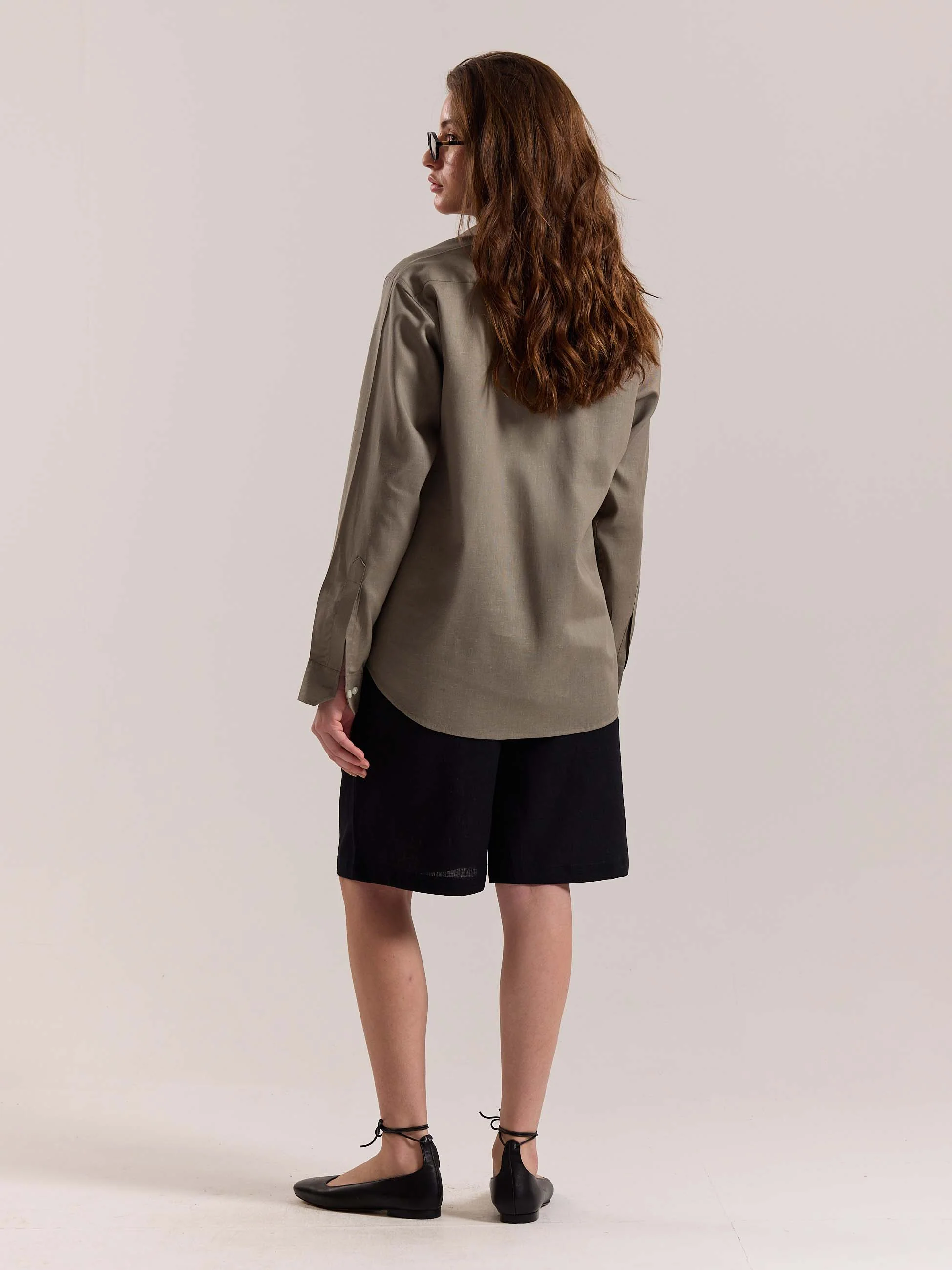 Khaki Green Linen-blend Shirt (Pre-Order) - Image 8