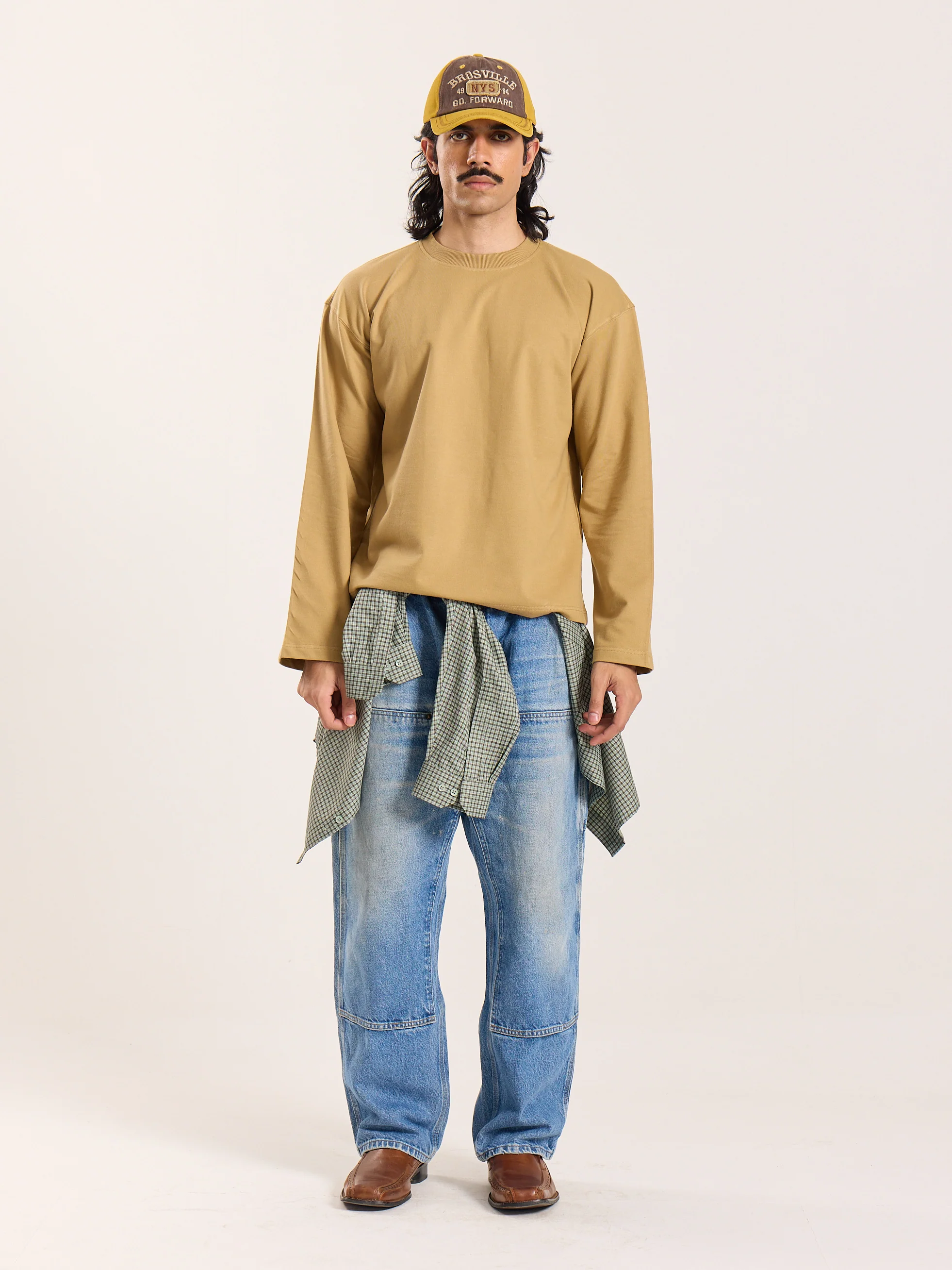 Khaki Loose Fit Cropped T-Shirt
