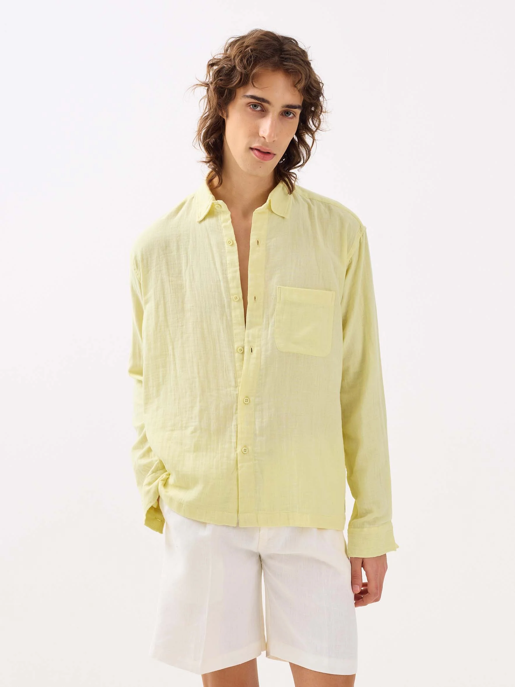 Lemon Yellow Gauze Holiday Shirt - Image 2