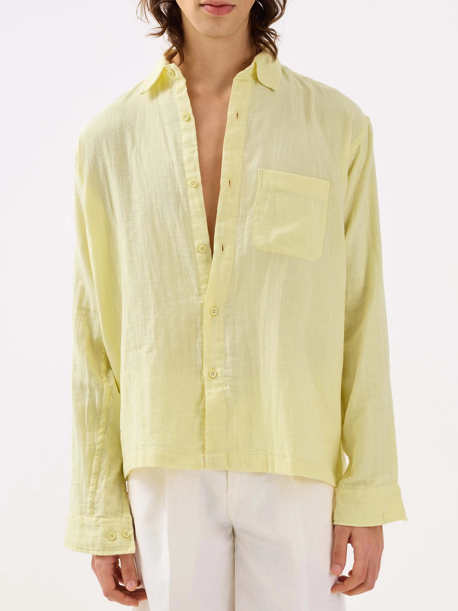 Lemon Yellow Gauze Holiday Shirt - Image 3