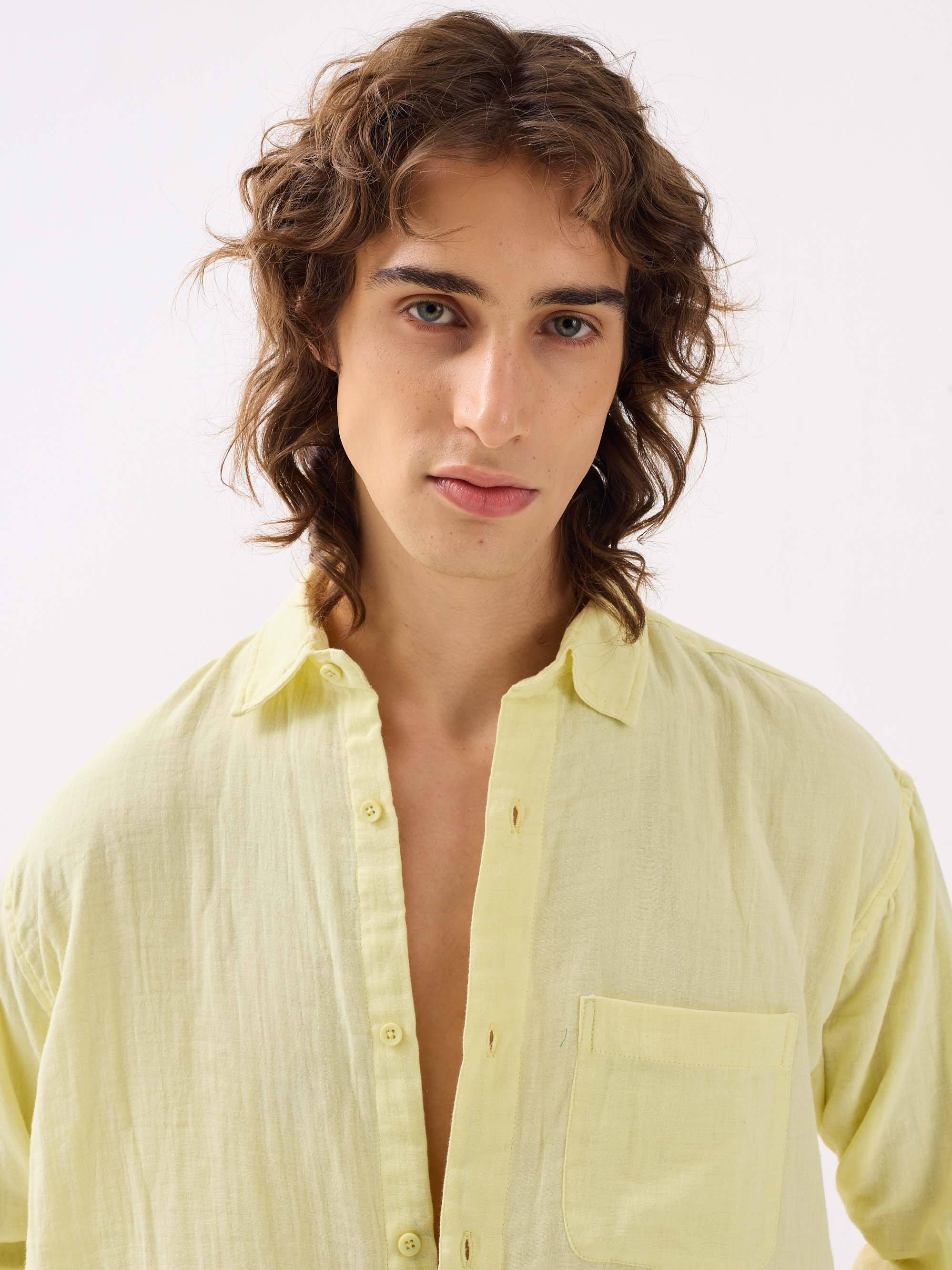 Lemon Yellow Gauze Holiday Shirt - Image 6