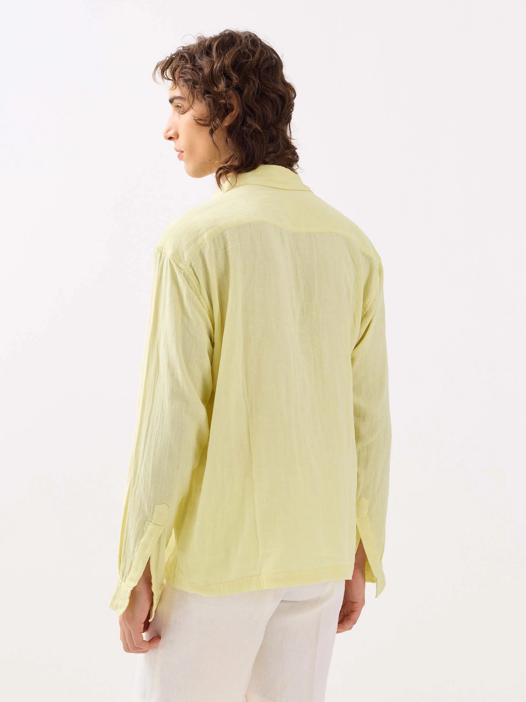 Lemon Yellow Gauze Holiday Shirt - Image 7