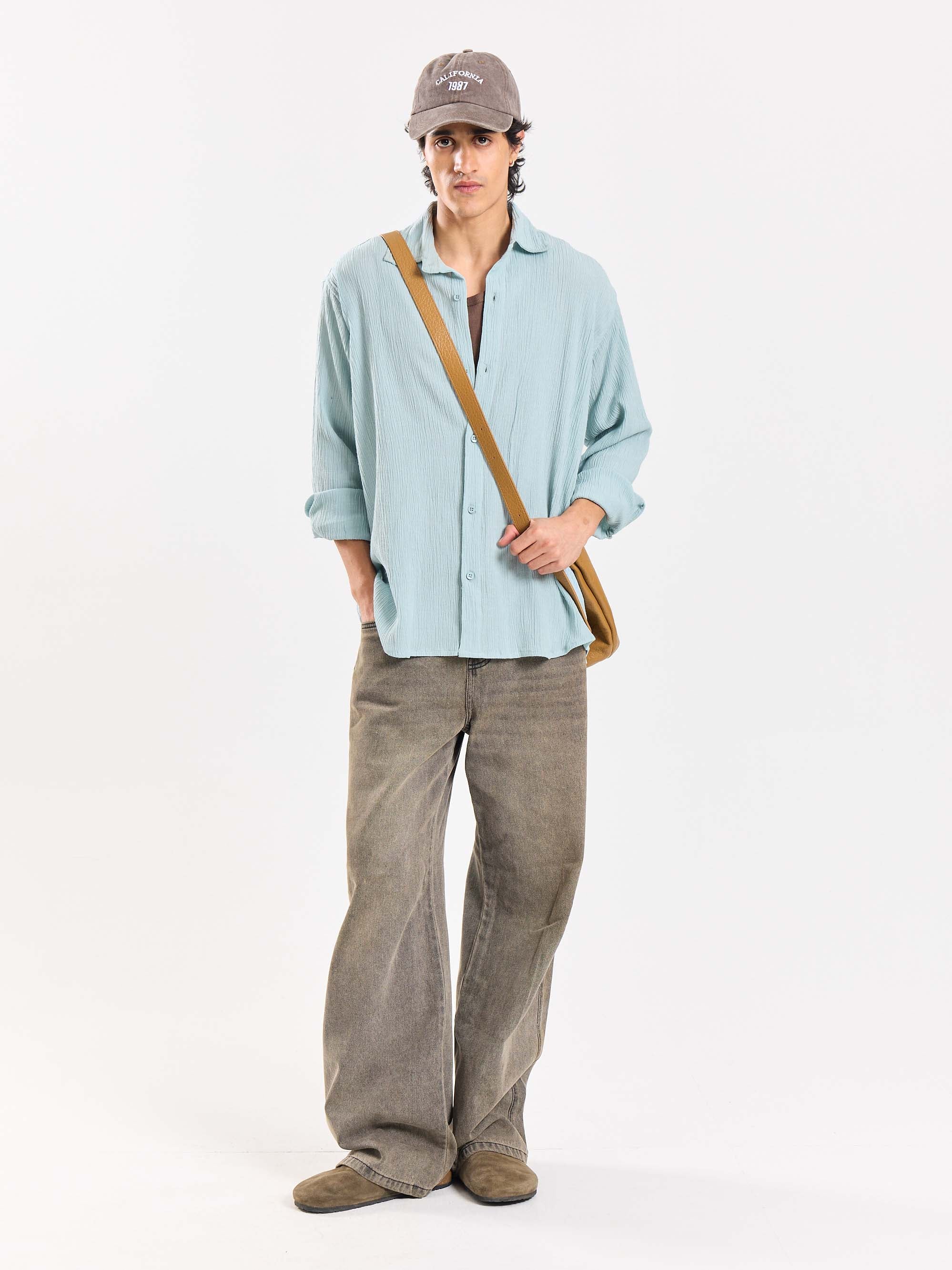 Light Blue Wrinkled Shirt