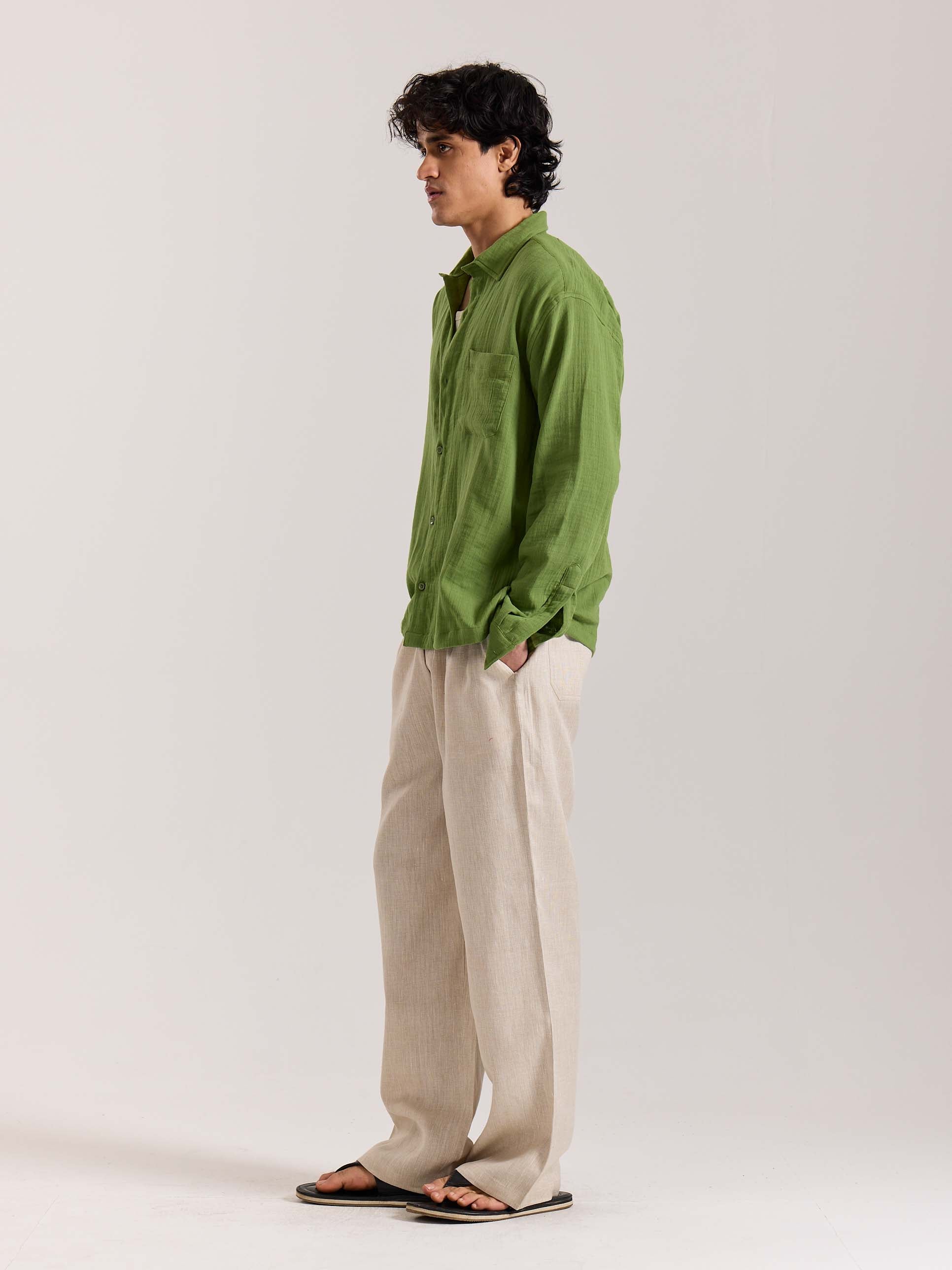 Light Green Gauze Holiday Shirt - Image 5