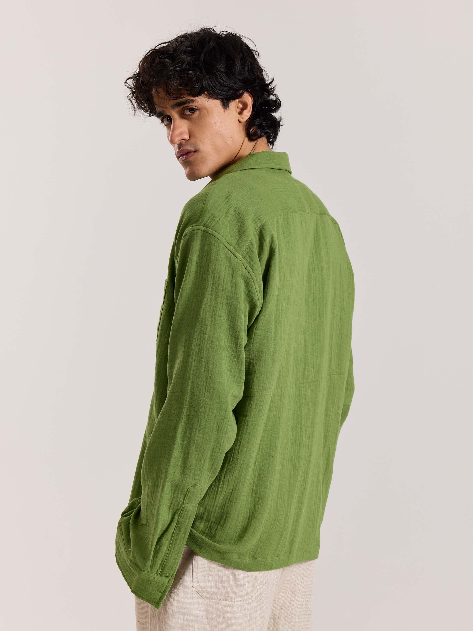 Light Green Gauze Holiday Shirt - Image 6