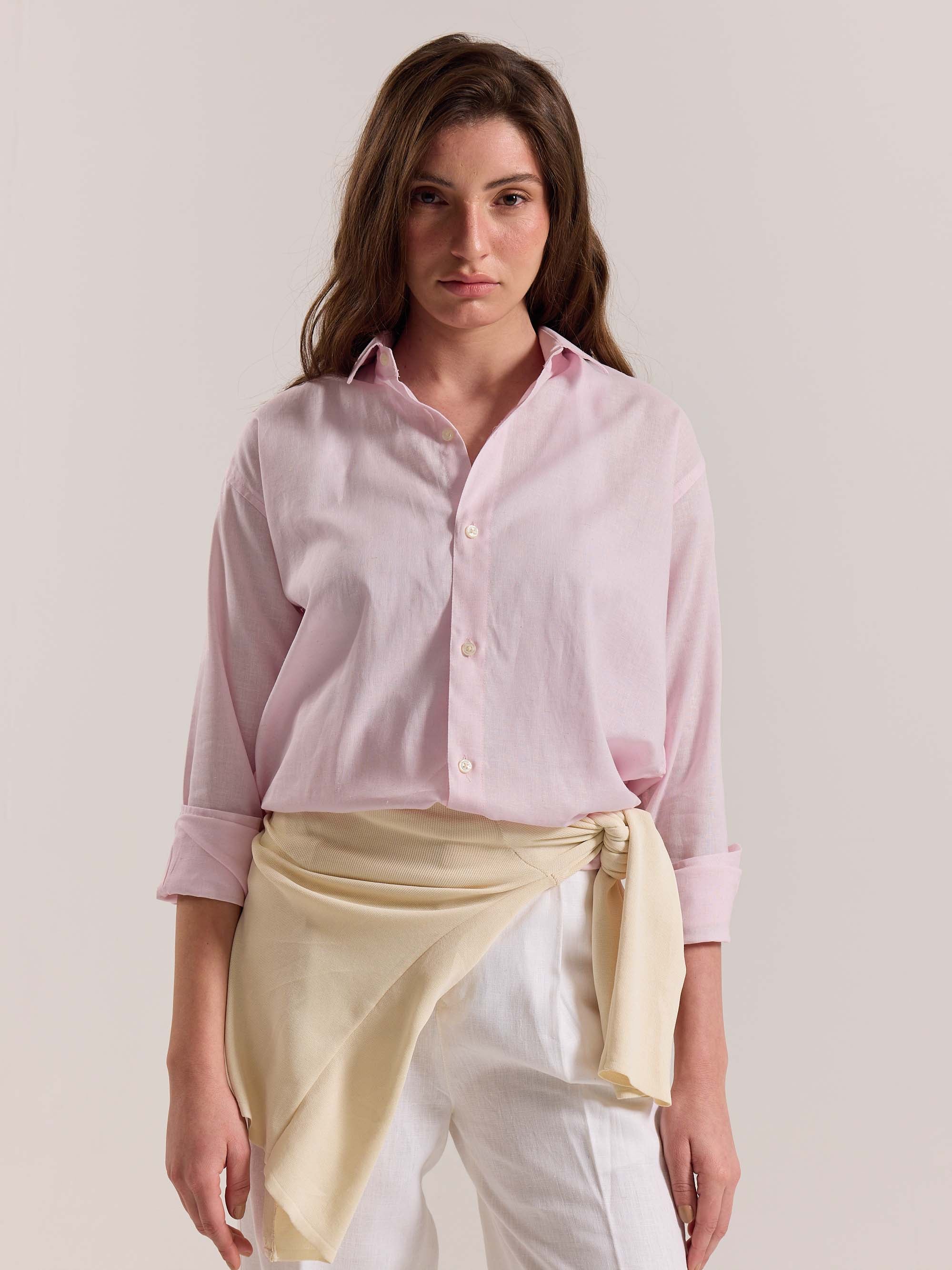 Light Pink Linen-blend Shirt (Pre-Order) - Image 4