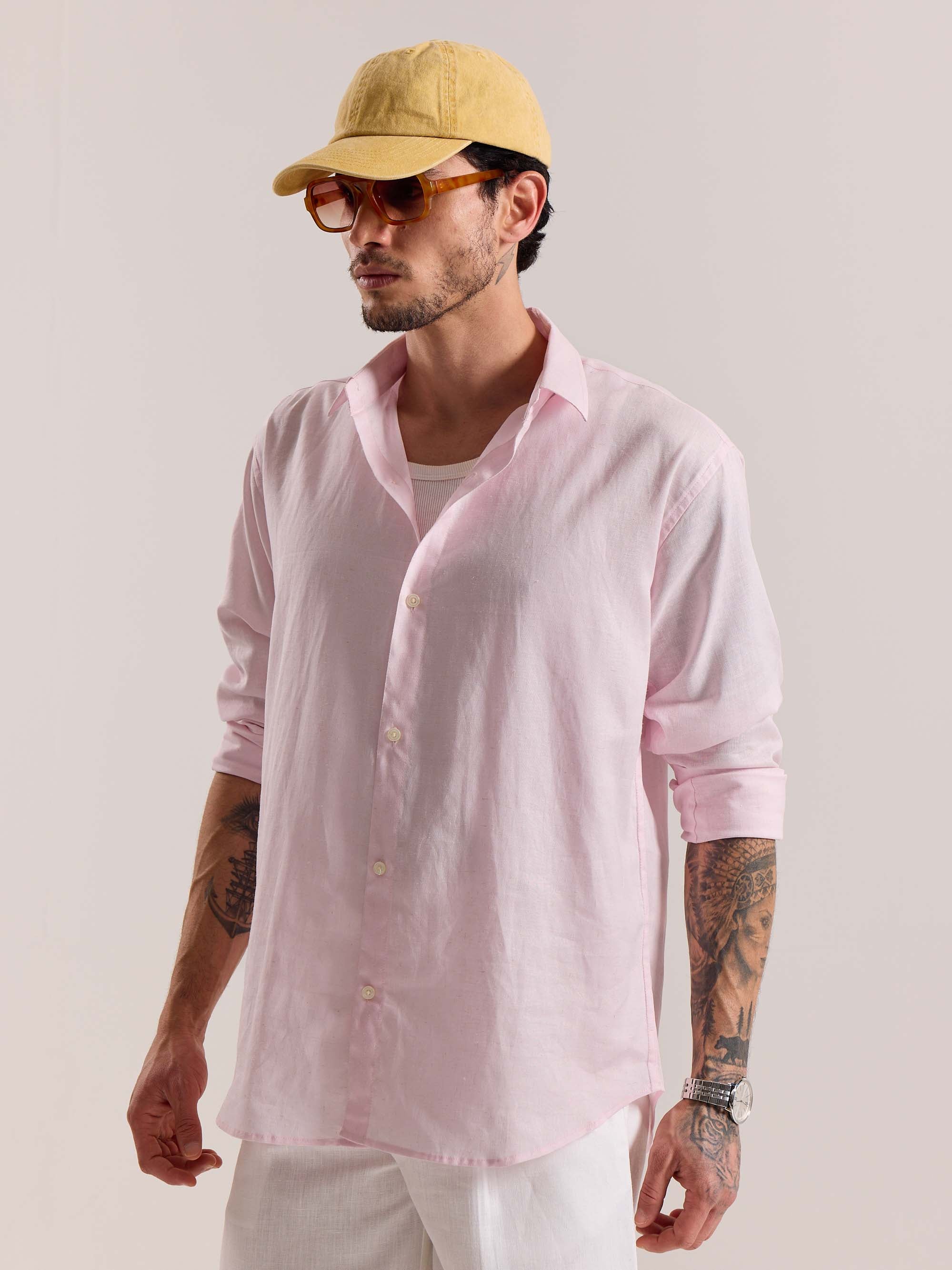 Light Pink Linen-blend Shirt (Pre-Order) - Image 6