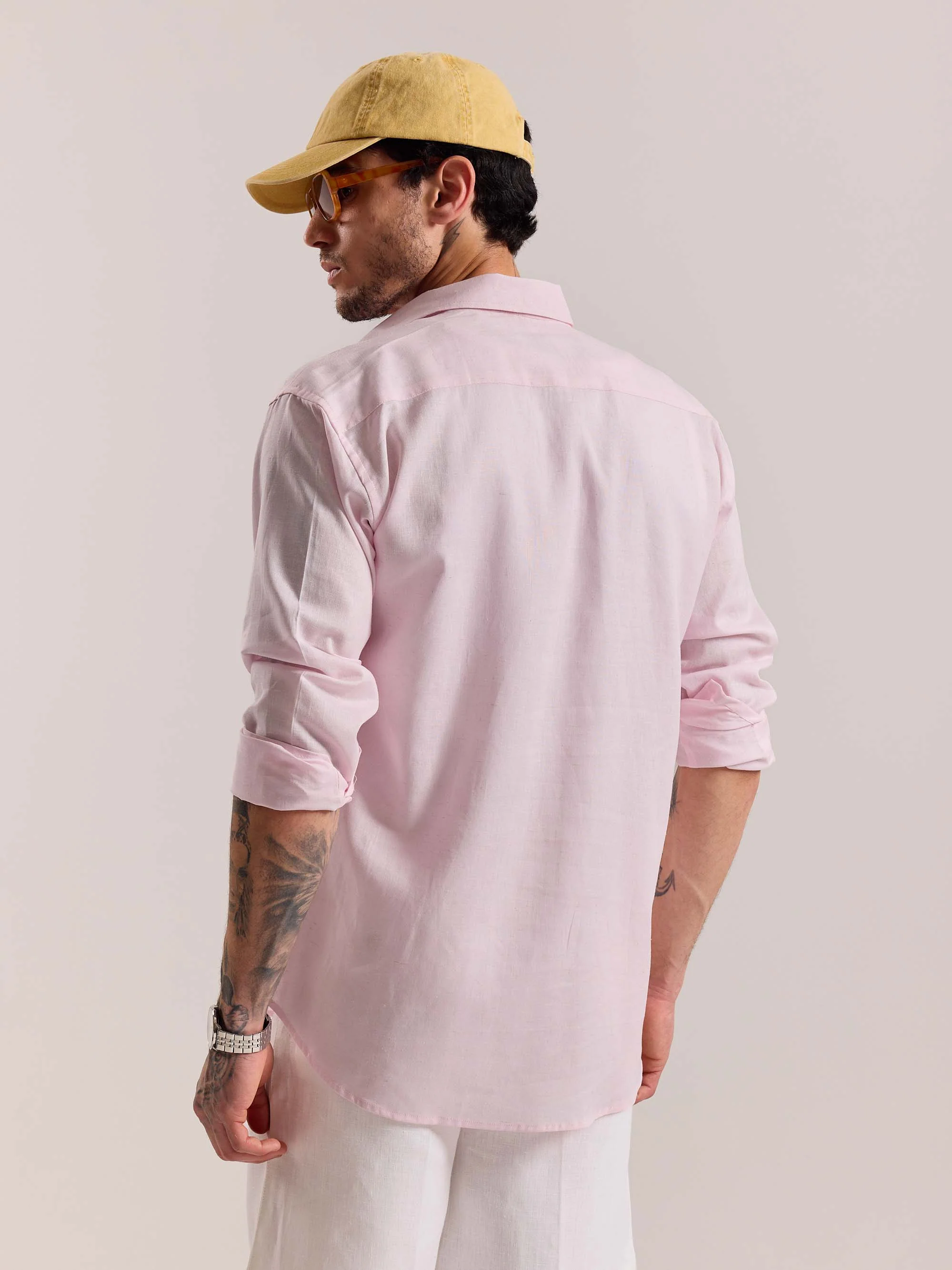 Light Pink Linen-blend Shirt (Pre-Order) - Image 8