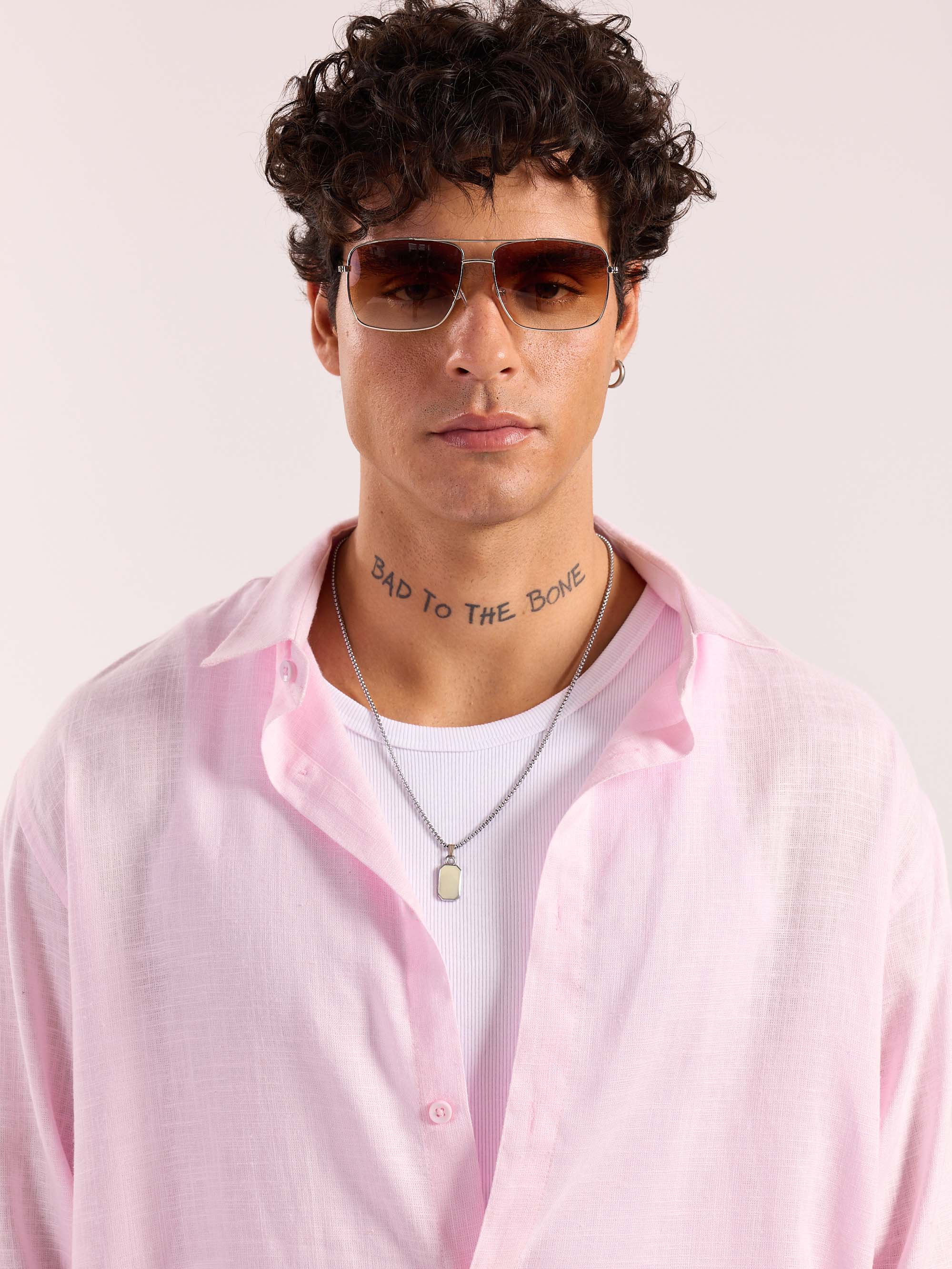 Light Pink Linen Cropped Shirt - Image 5