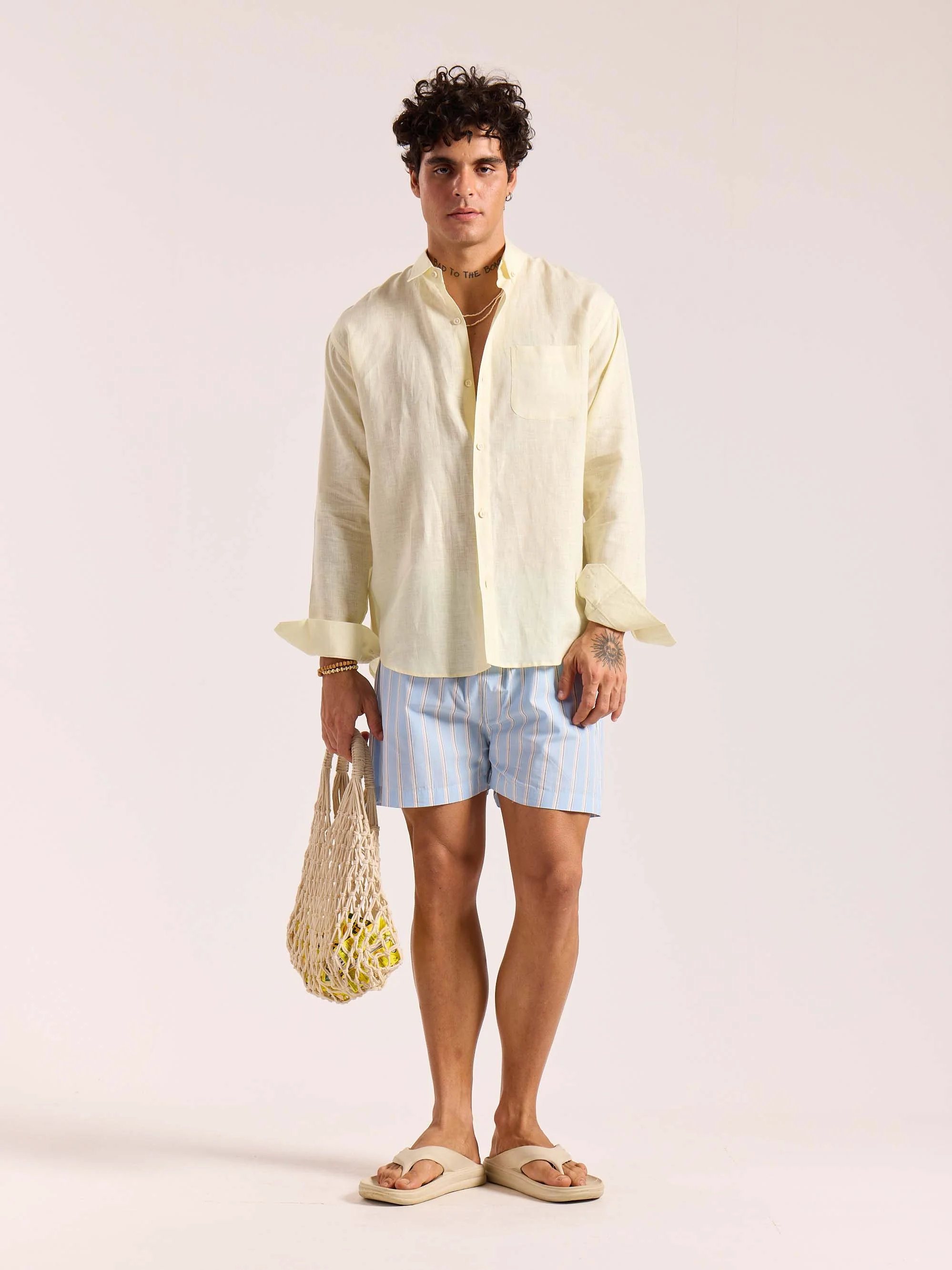 Light Yellow 60s Lea Linen Shirt