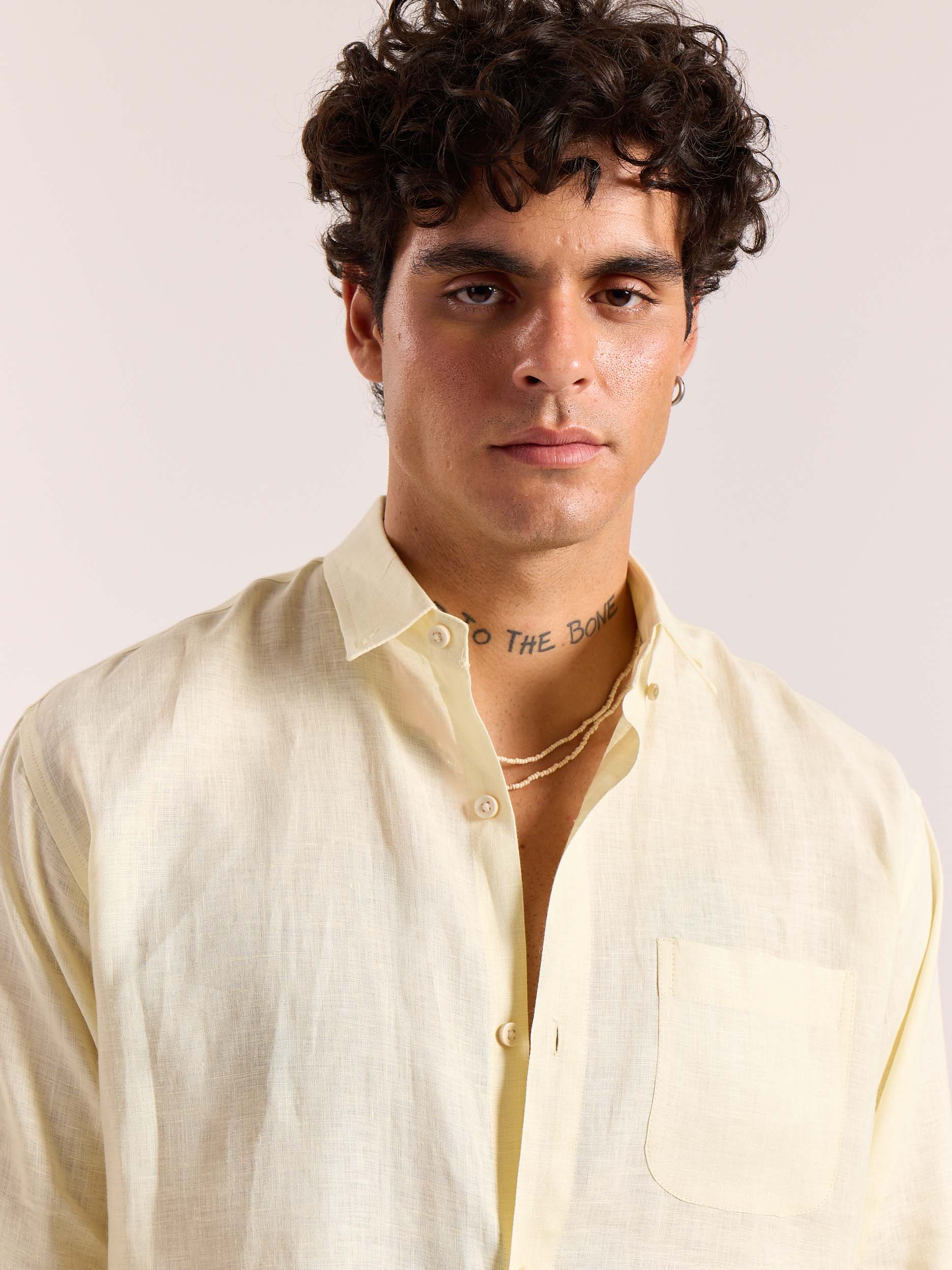 Light Yellow 60s Lea Linen Shirt - Image 5