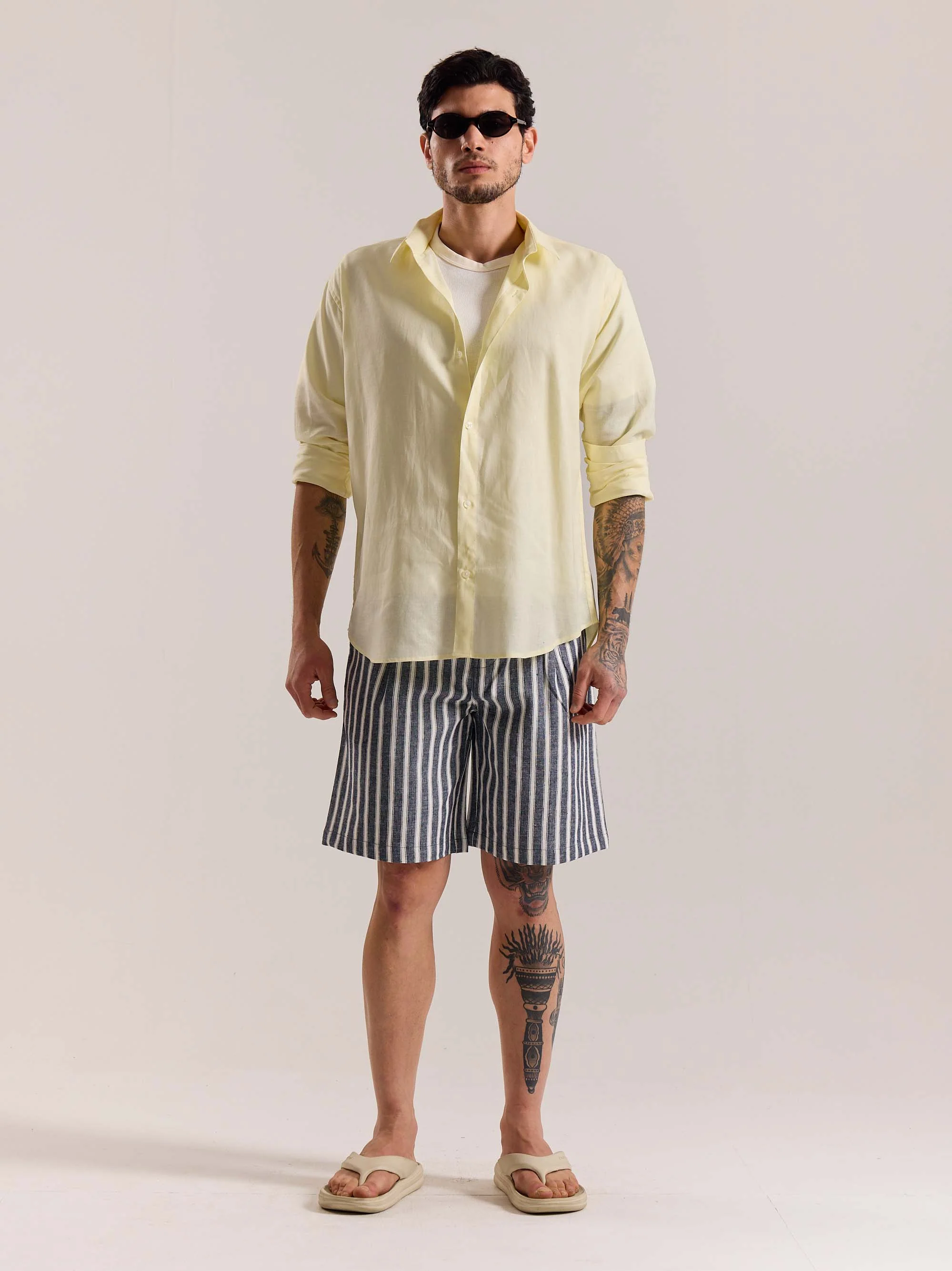 Light Yellow Linen-blend Shirt (Pre-Order)