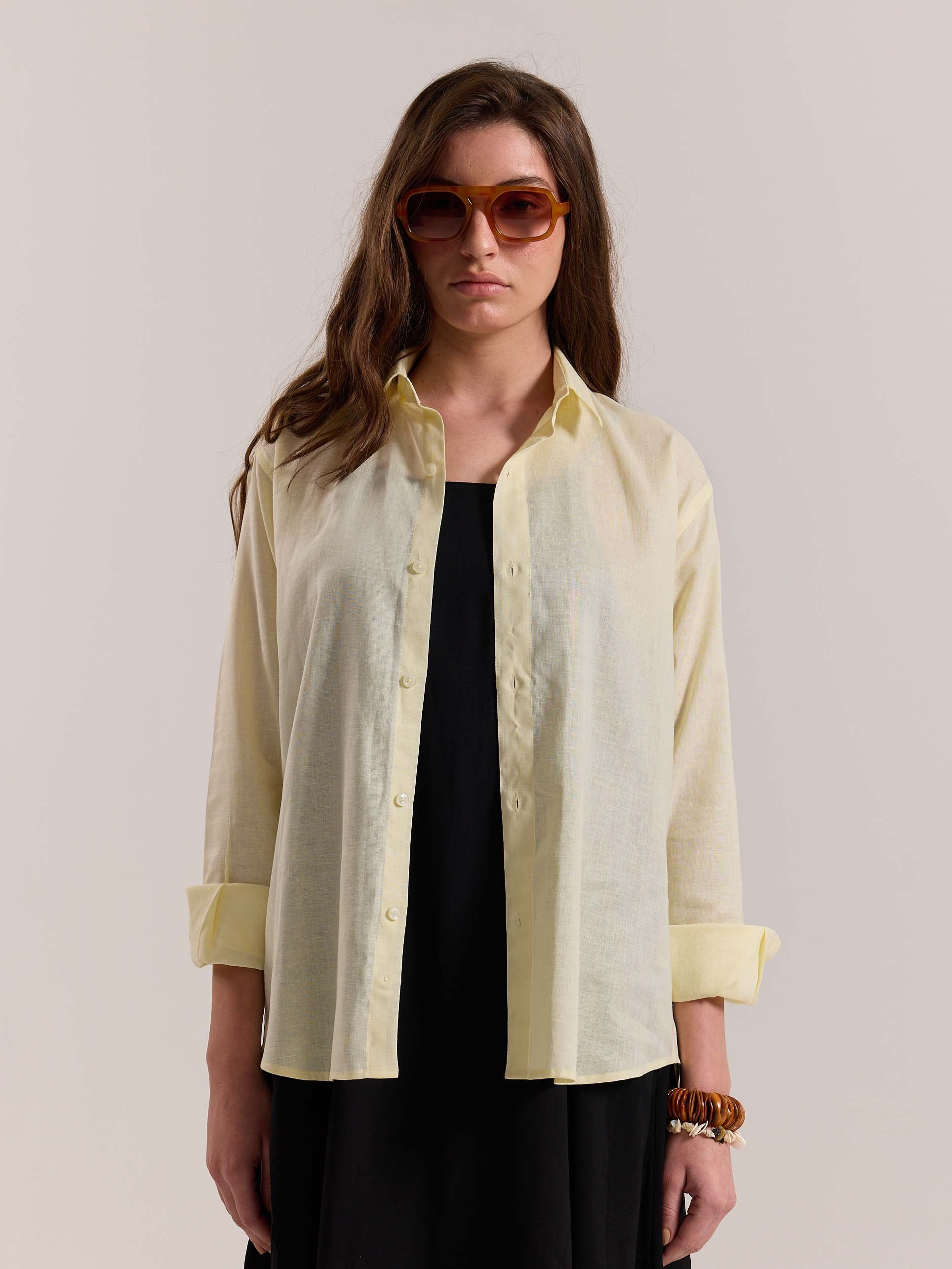 Light Yellow Linen-blend Shirt (Pre-Order) - Image 4