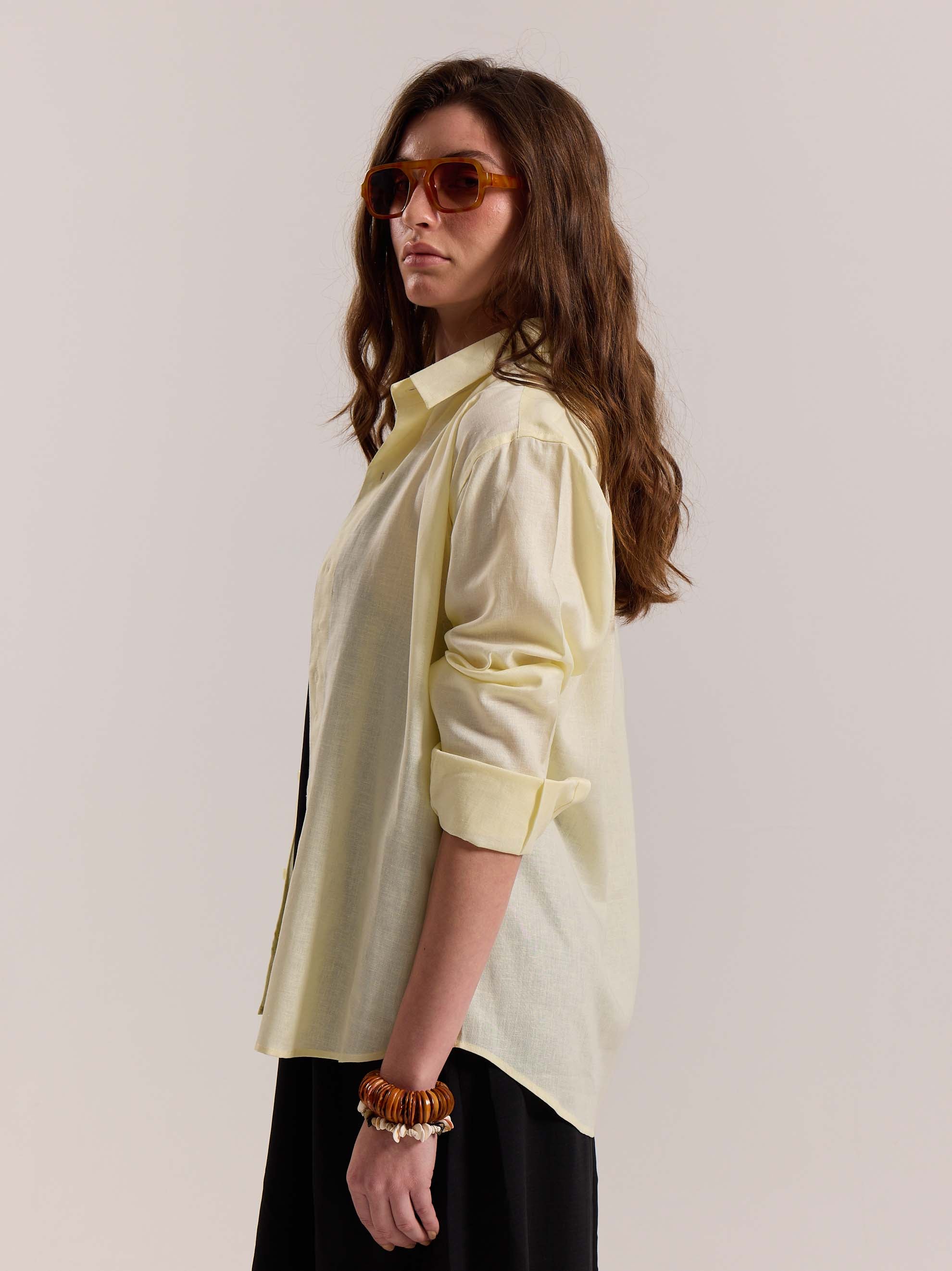 Light Yellow Linen-blend Shirt (Pre-Order) - Image 7