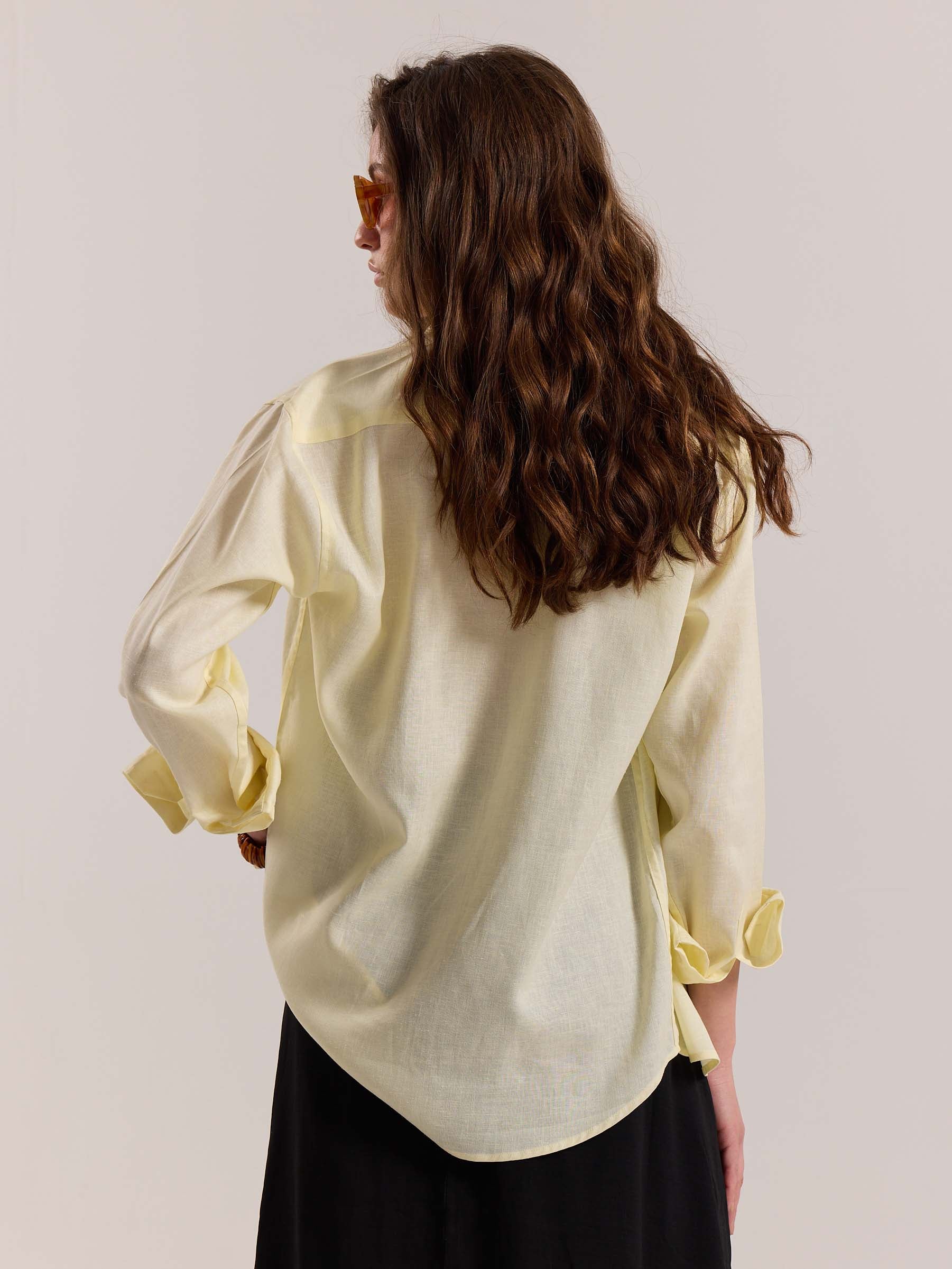 Light Yellow Linen-blend Shirt (Pre-Order) - Image 8