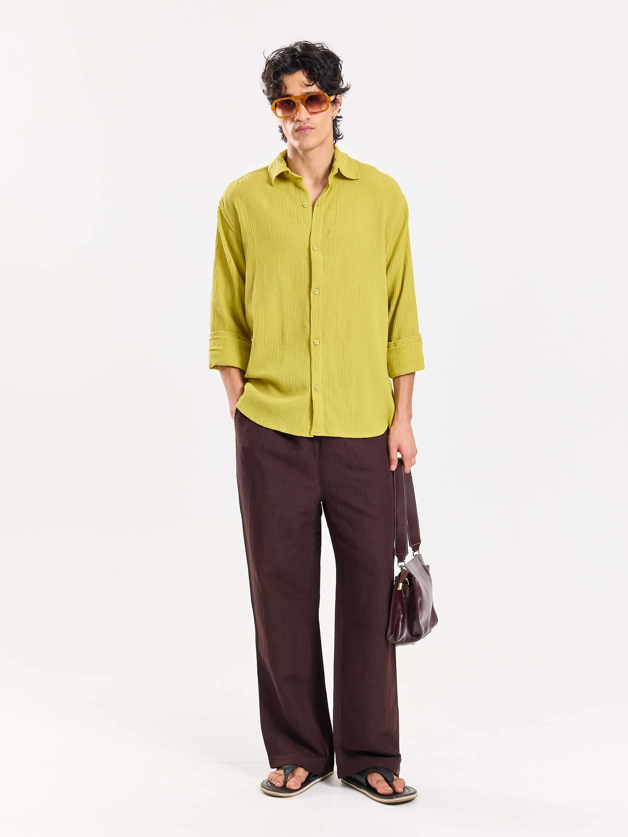 Lime Green Wrinkled Shirt